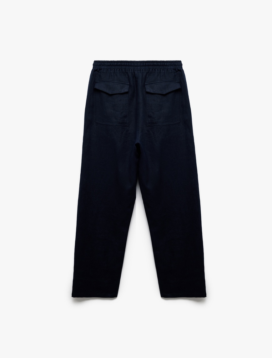   Beli Bağcıklı Regular Fit Chino Keten Pantolon