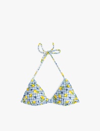 Koton X Sibil Çetinkaya - Pötikareli Limon Baskılı Üçgen Bikini Üstü