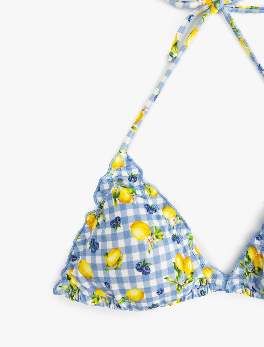   Koton X Sibil Çetinkaya - Pötikareli Limon Baskılı Üçgen Bikini Üstü