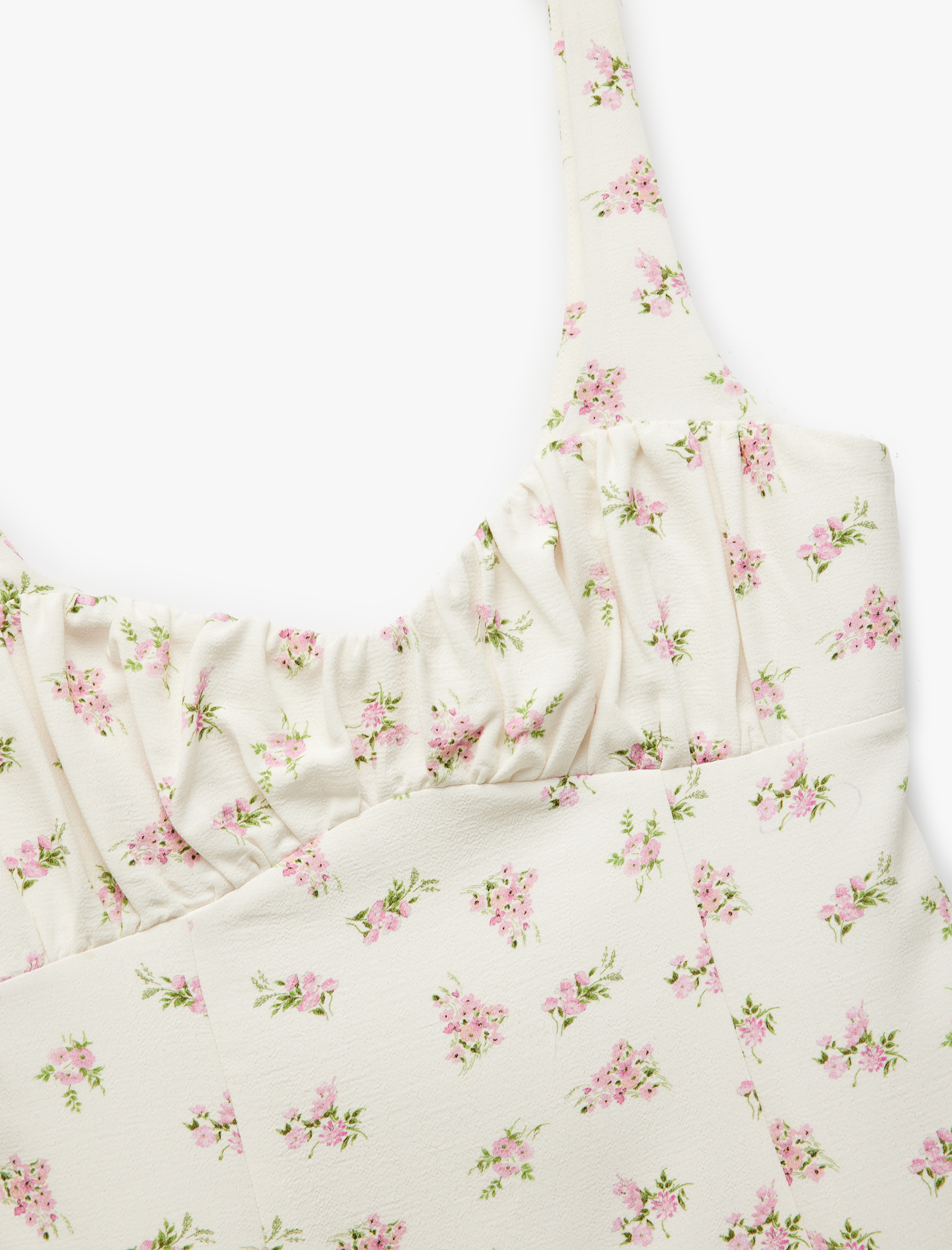   Koton X Sibil Çetinkaya - Viskon Kumaş Astarlı Kalp Yaka Askılı Mini Çiçekli Elbise