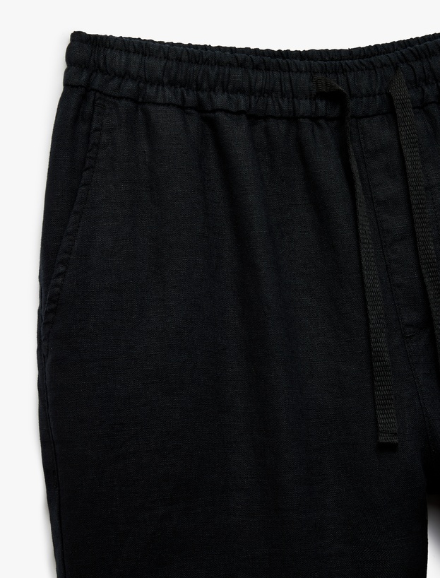 Beli Bağcıklı Cep Detaylı Keten Chino Yazlık Pantolon_2