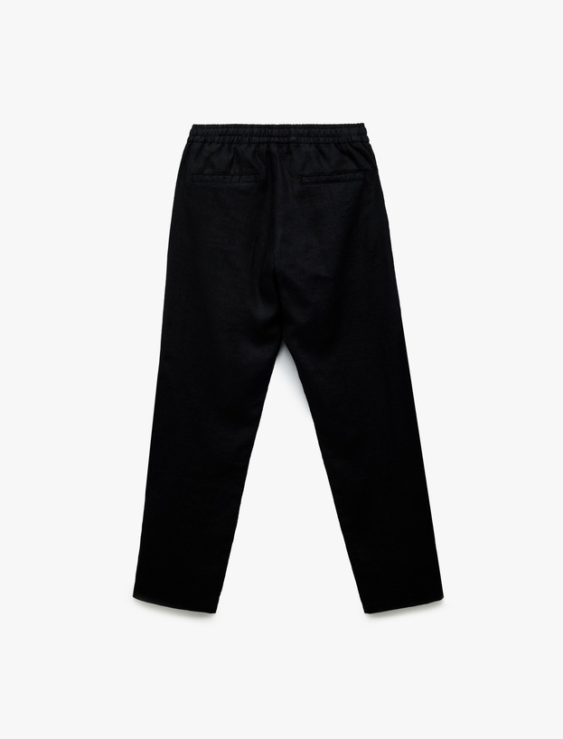 Beli Bağcıklı Cep Detaylı Keten Chino Yazlık Pantolon_1