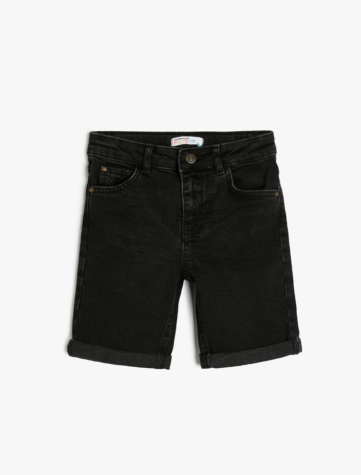 Erkek Çocuk Kot Şort Cepli Pamuklu - Slim Fit
