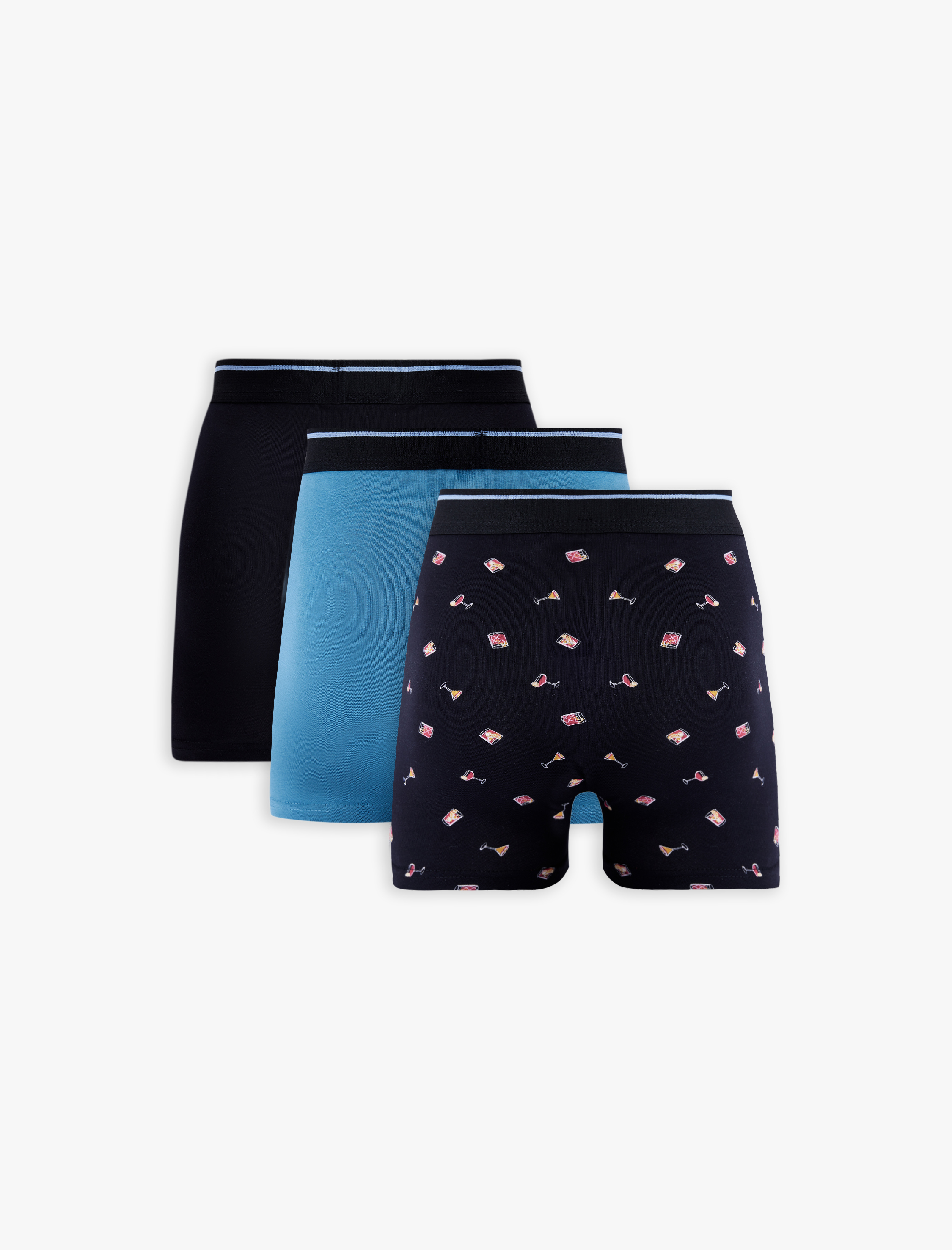   Desenli Pamuklu 3'lü Boxer Seti