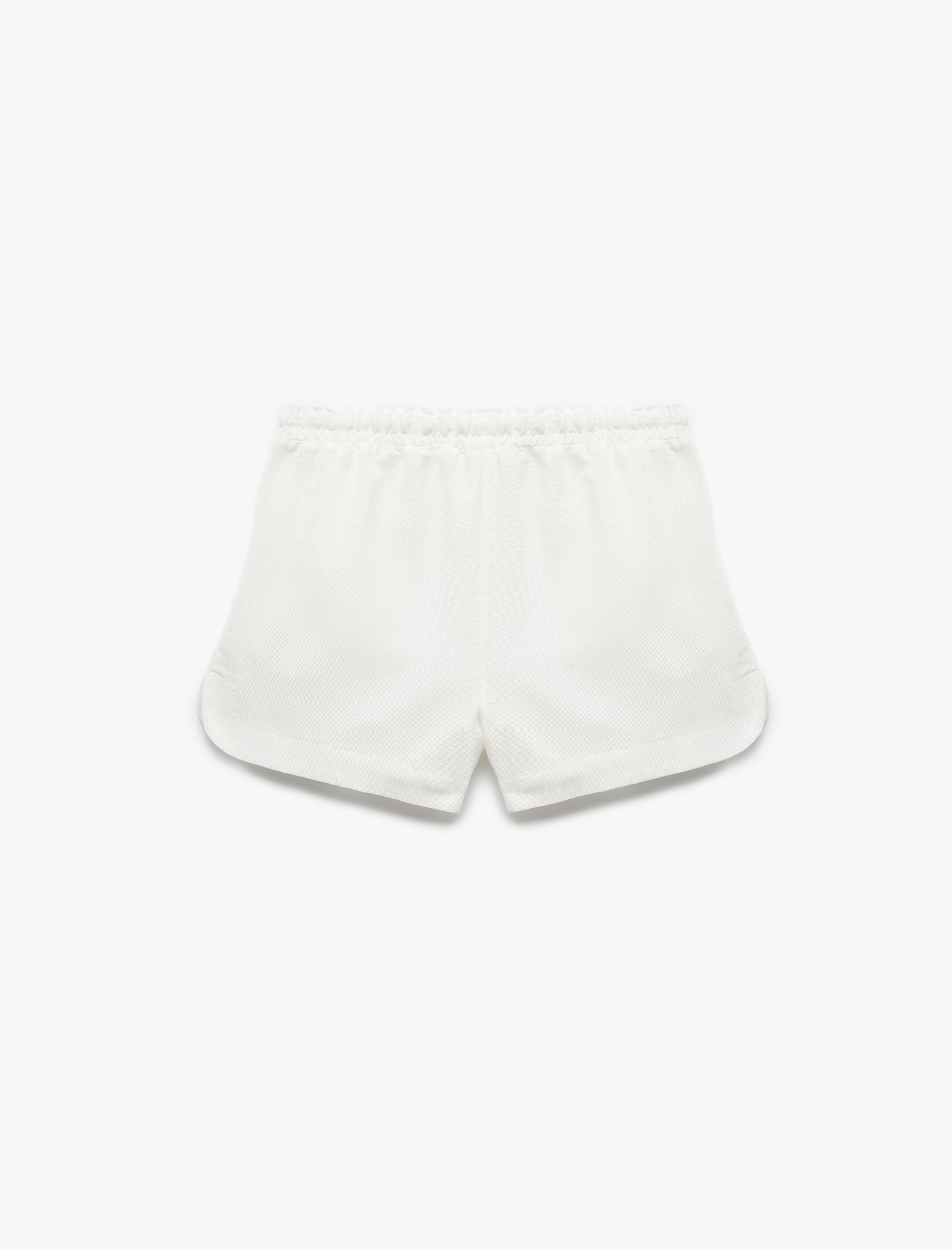   Beli Bağlamalı Lastikli Cepli Viskon Keten Karışımlı Mini Şort