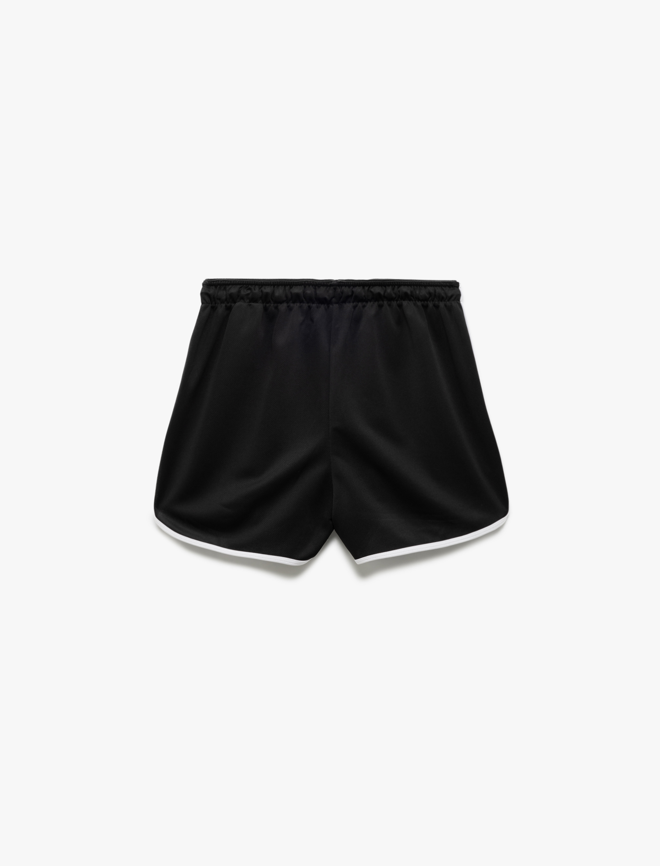   Normal Bel Bağcıklı Çizgili Mini Spor Şort