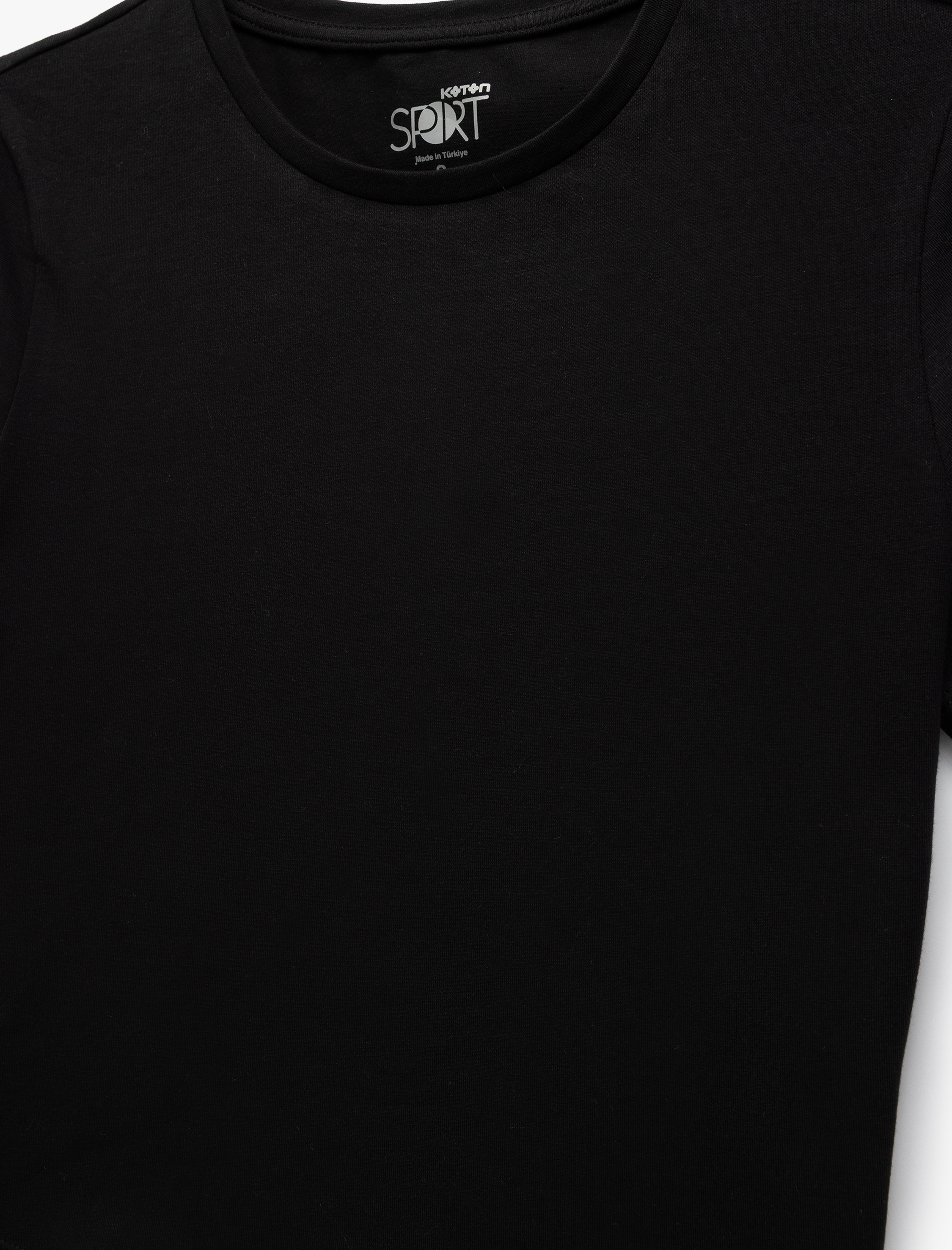  Kısa Kollu Bisiklet Yaka Dar Kesim Pamuklu Basic Spor Tişört
