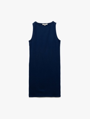 Kaşkorse Yuvarlak Yaka Kolsuz Mini Kalem Bodycon Kalem Elbise_2