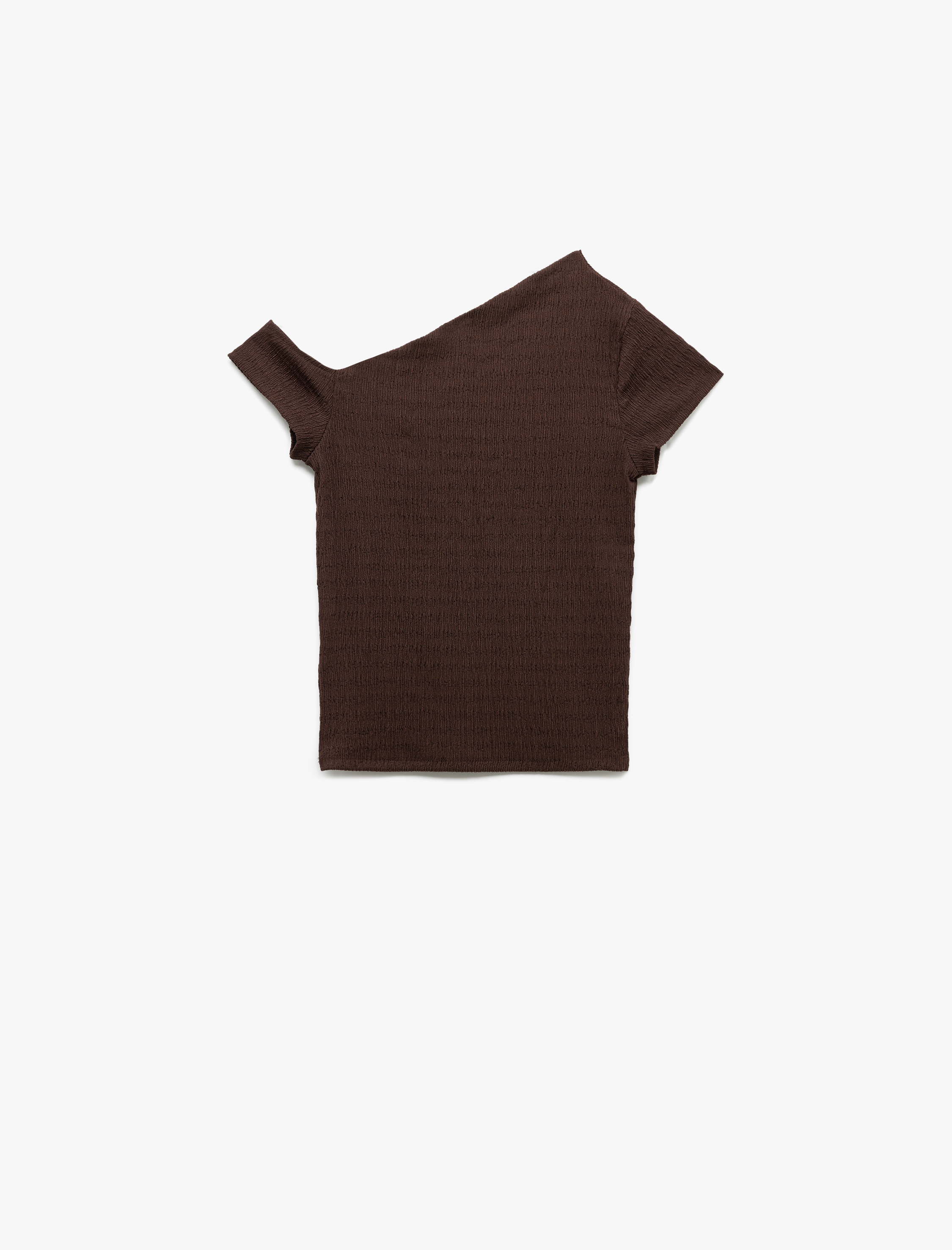   Bürümcük Kumaş Kısa Kollu Asimetrik Tek Omuz  Bluz