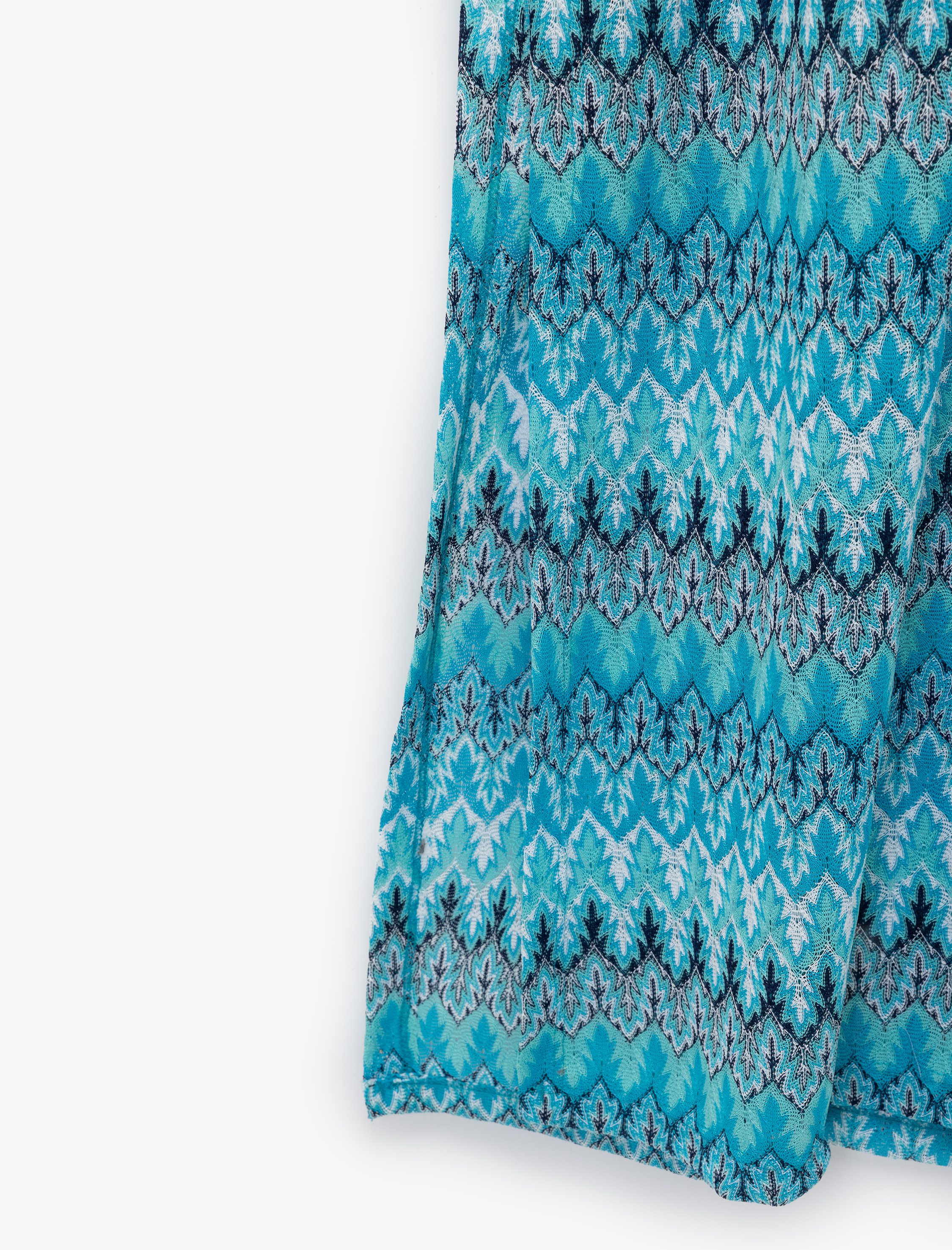 Rahat Kalıp V Yaka Bağlama Detaylı Desenli Uzun Kimono Plaj Elbisesi