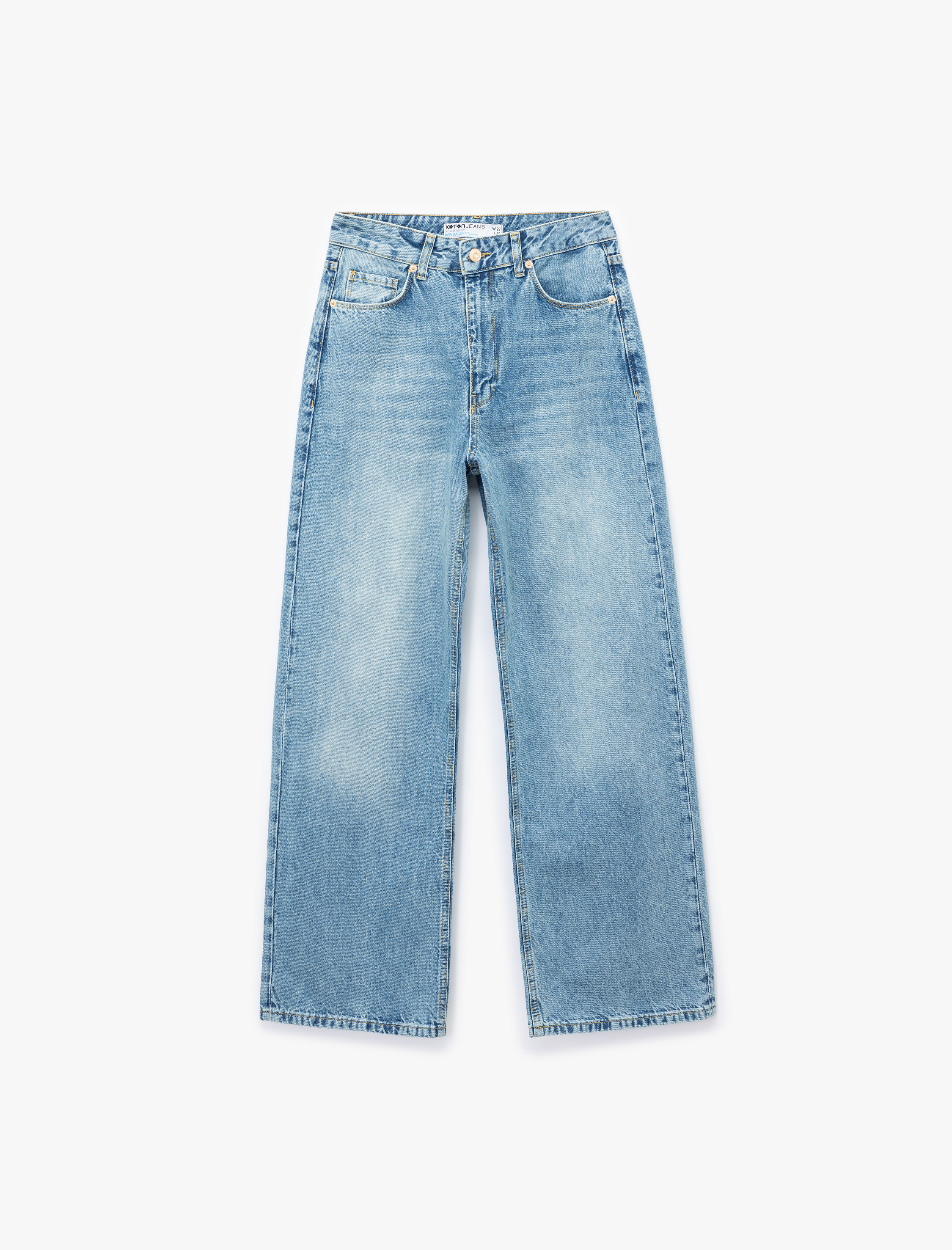   Normal Bel Pamuklu Rahat Kalıp Barrel Jean Pantolon