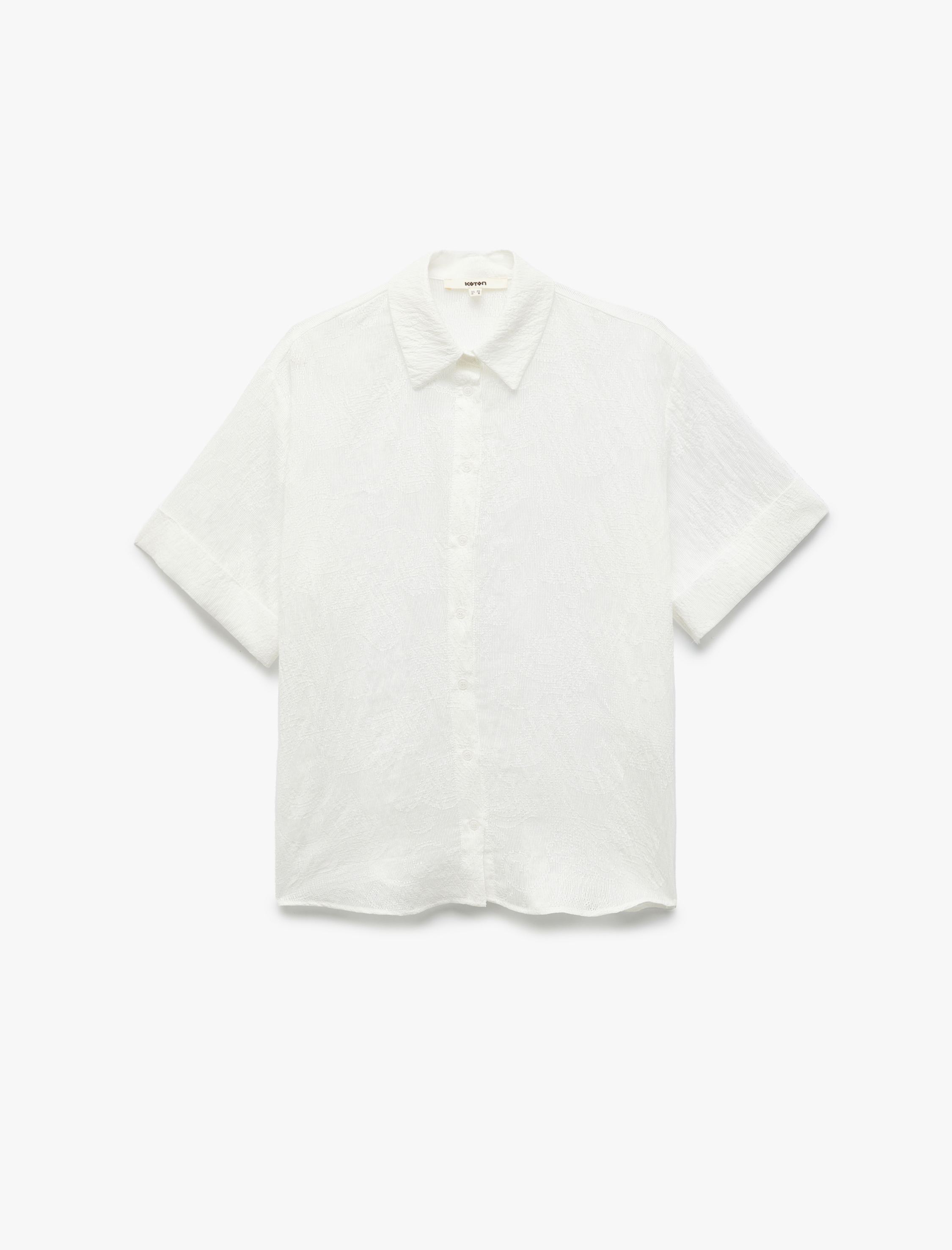 Kısa Kollu Gömlek Yaka Oversize Viskon Gömlek