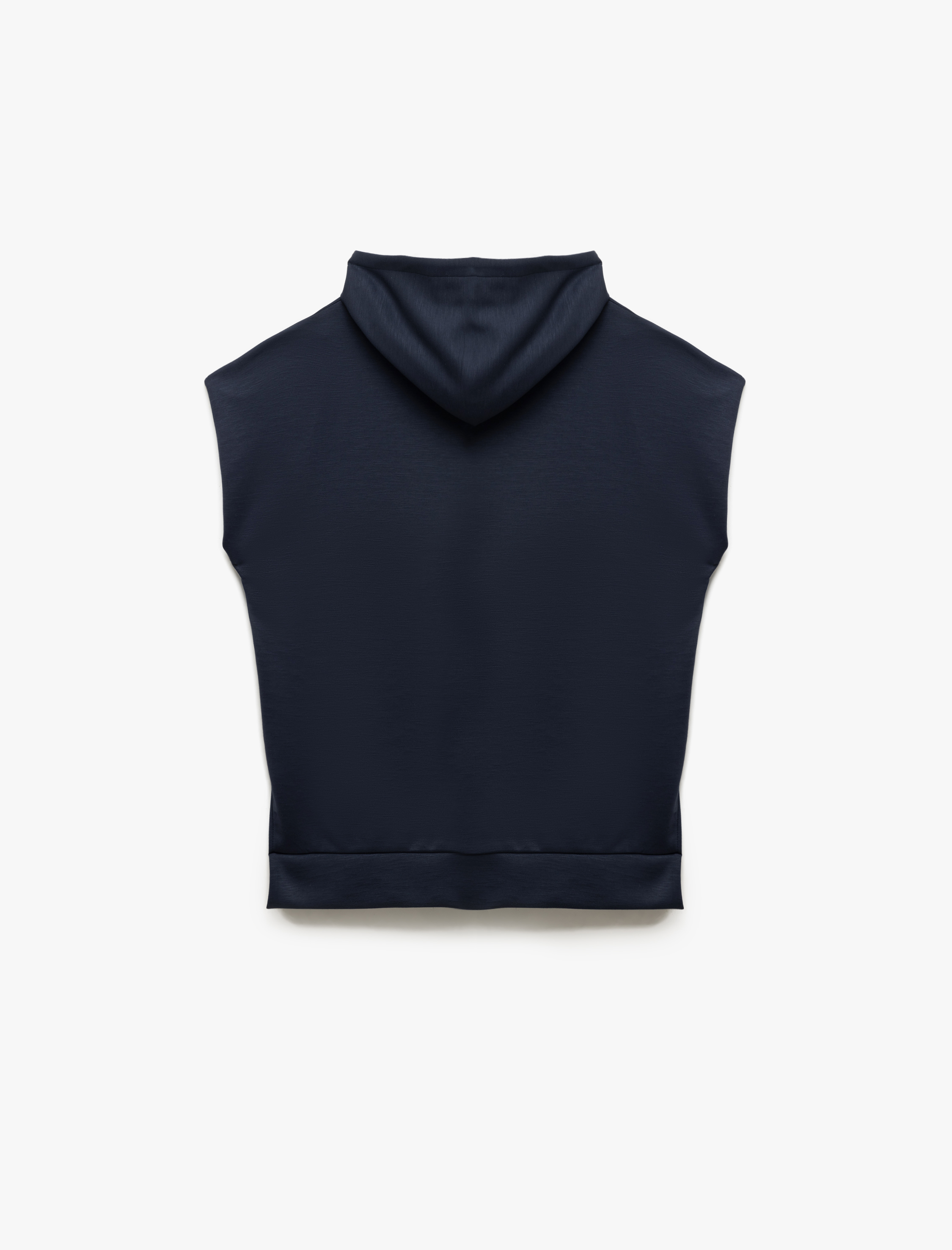   Viskon Kumaş Karışımlı Yırtmaç Detaylı Kapüşonlu Kolsuz Sweatshirt