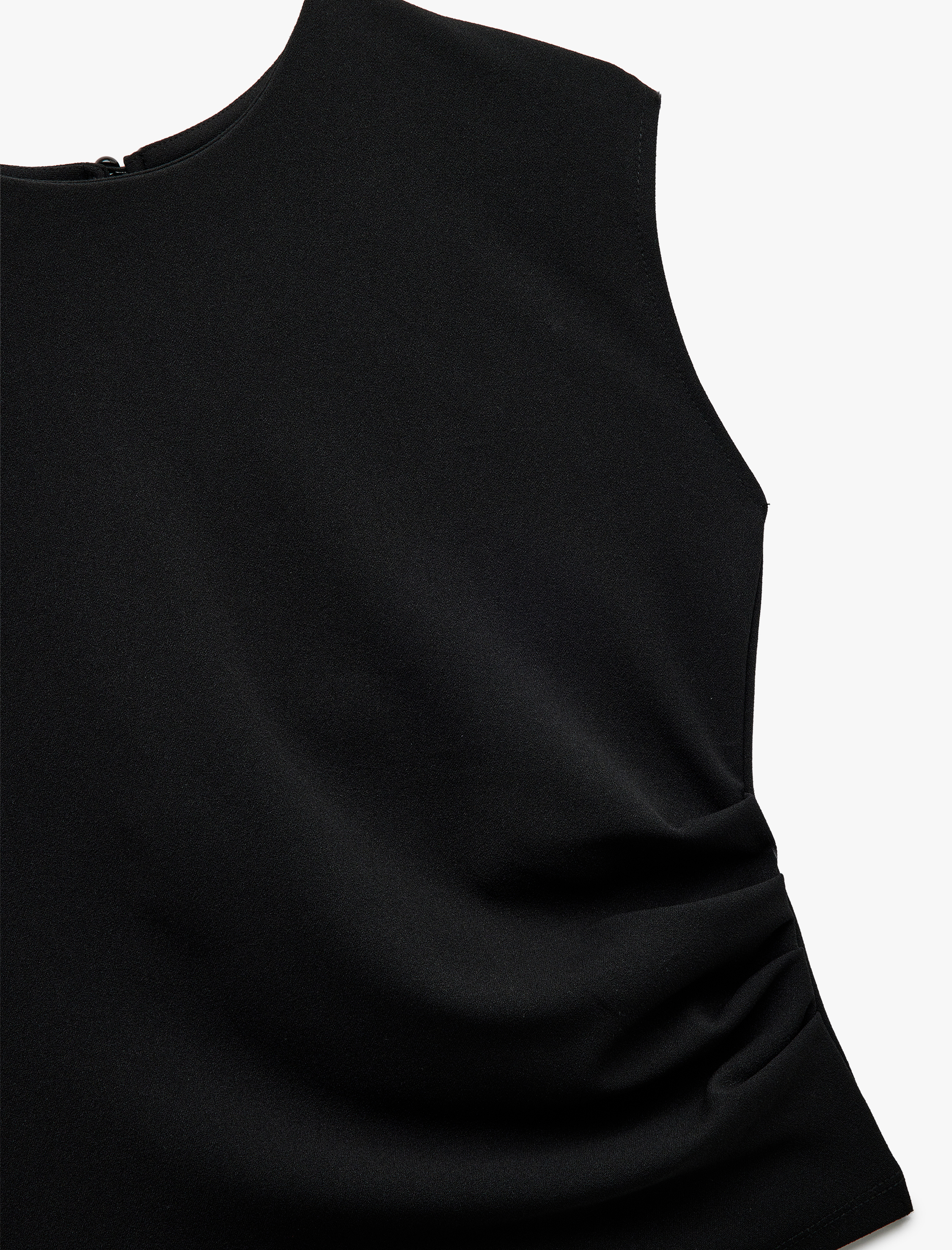   Krep Scuba Kumaş Drape Detaylı Kolsuz Bisiklet Yaka Atlet