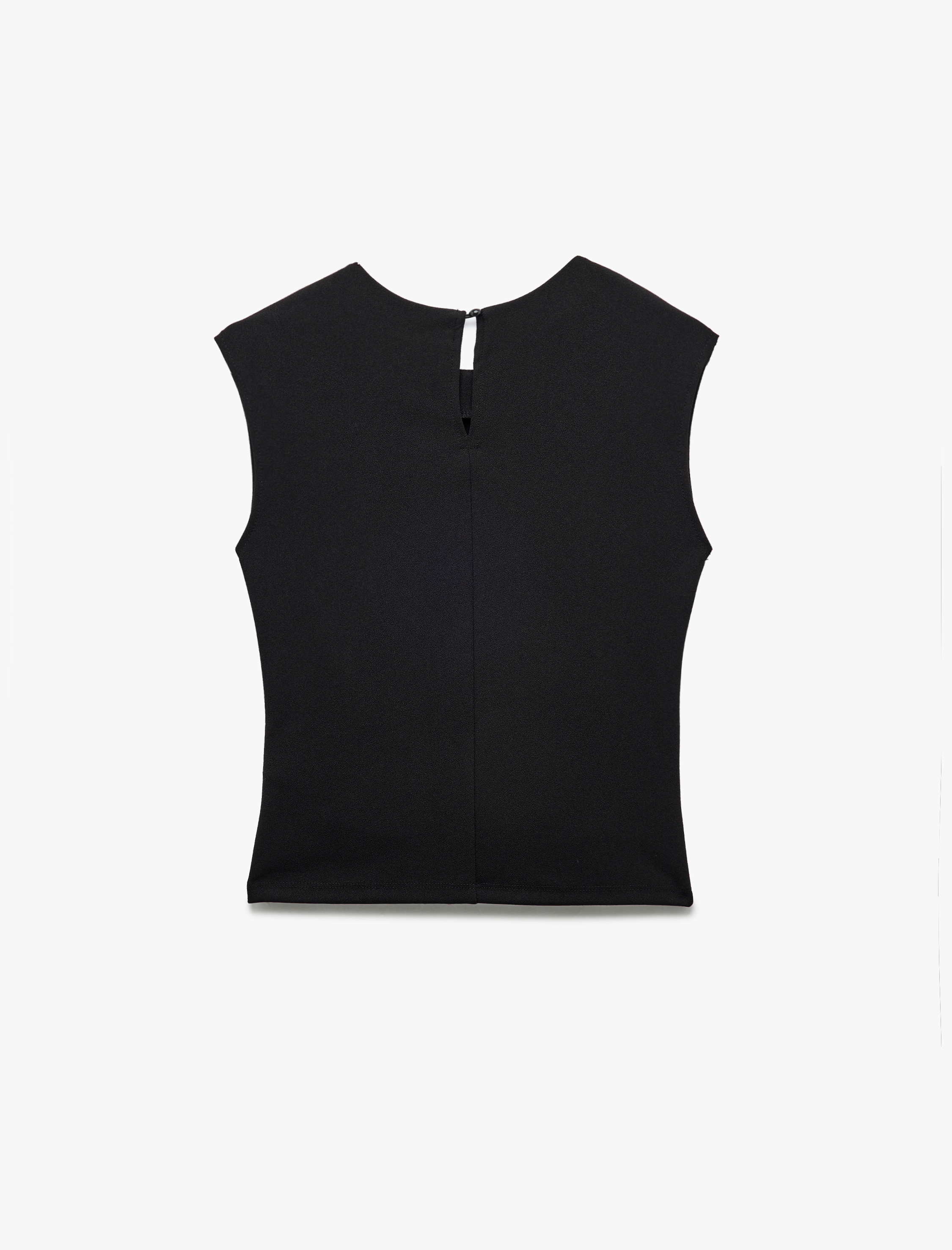   Krep Scuba Kumaş Drape Detaylı Kolsuz Bisiklet Yaka Atlet