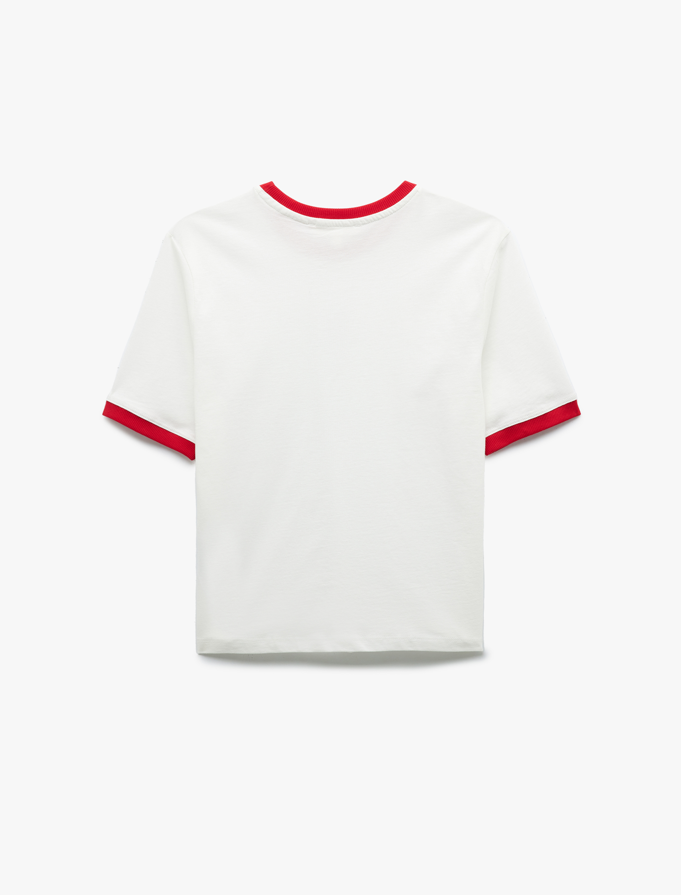   Pamuklu Kısa Kollu Bisiklet Yaka Kiraz Baskılı Tişört