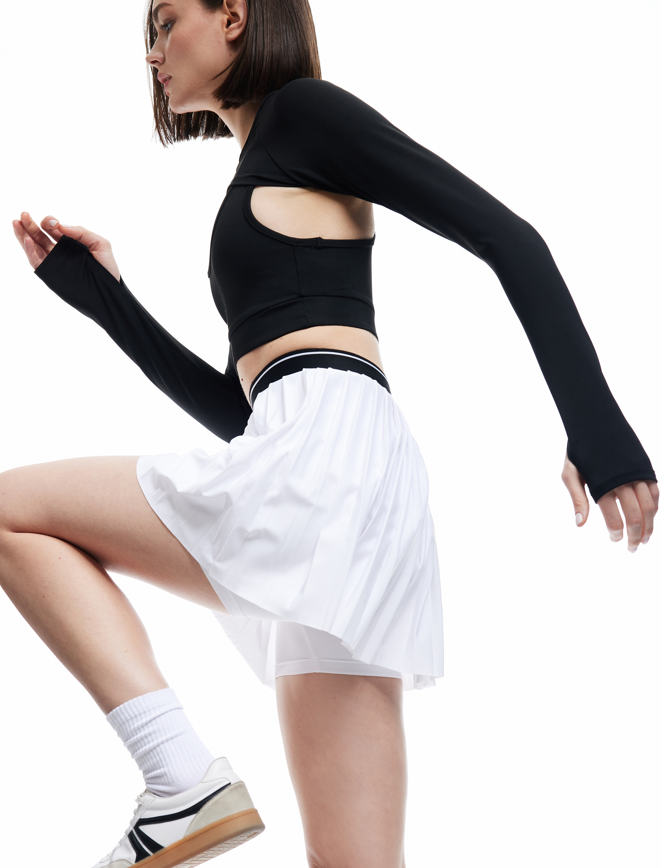 Beli Lastikli Pileli Mini Şort Etek