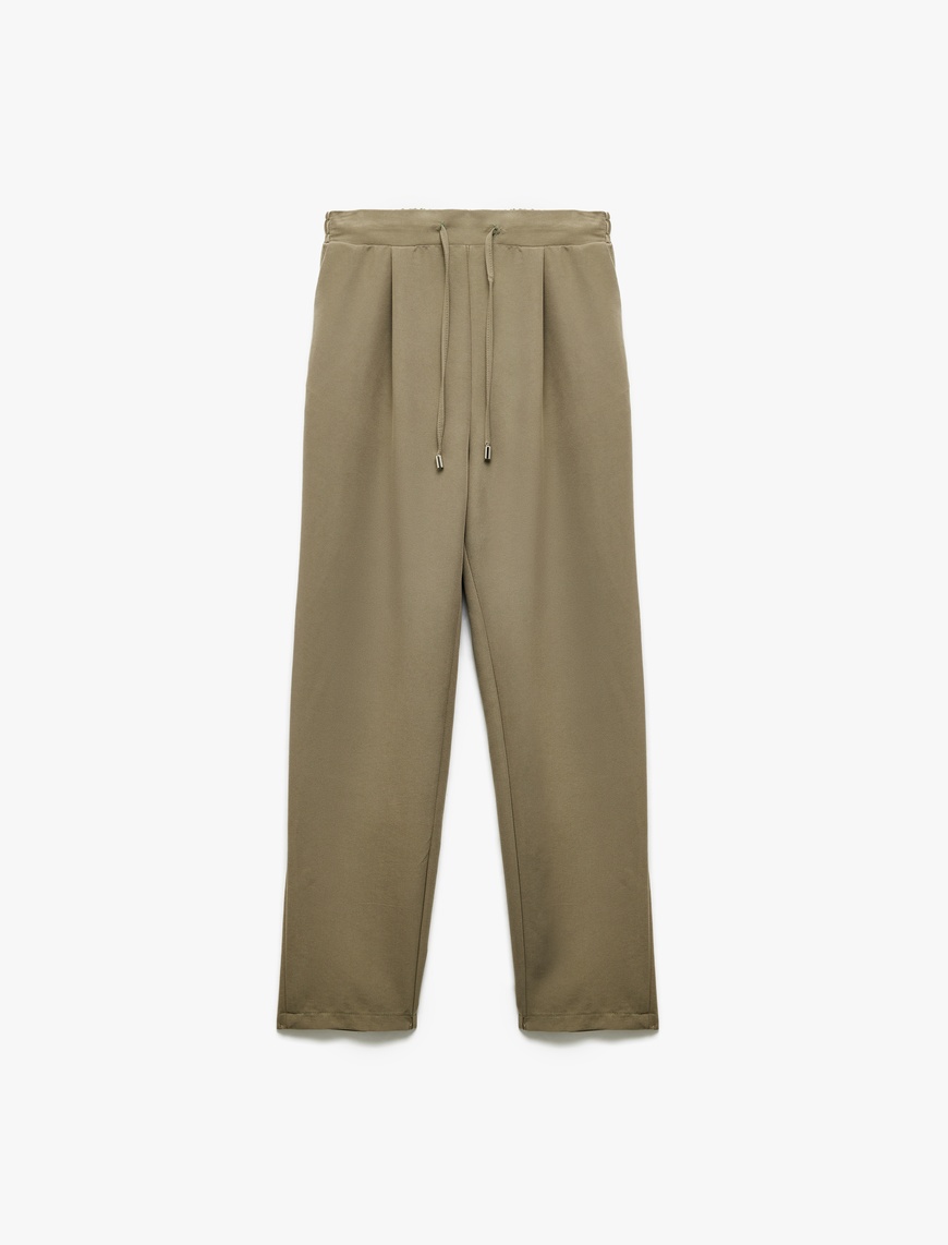   Modal Kumaş Karışımlı Yüksek Bel Cepli Havuç Kesim Jogger Pantolon
