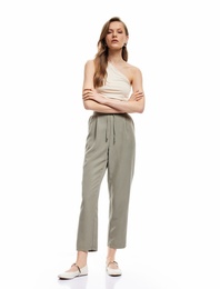 Modal Kumaş Karışımlı Yüksek Bel Cepli Havuç Kesim Jogger Pantolon
