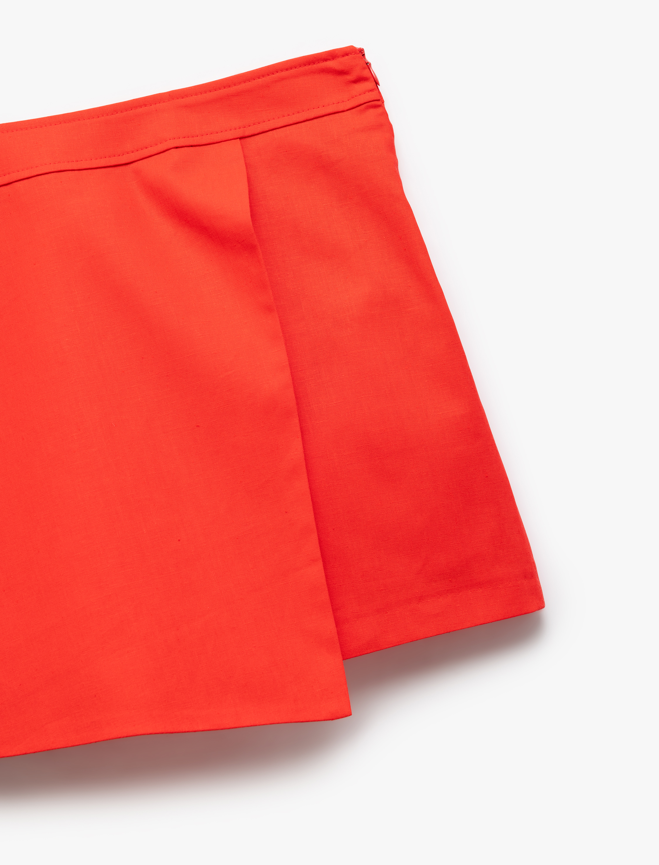   Regular Fit Kruvaze Mini Keten Şort Etek