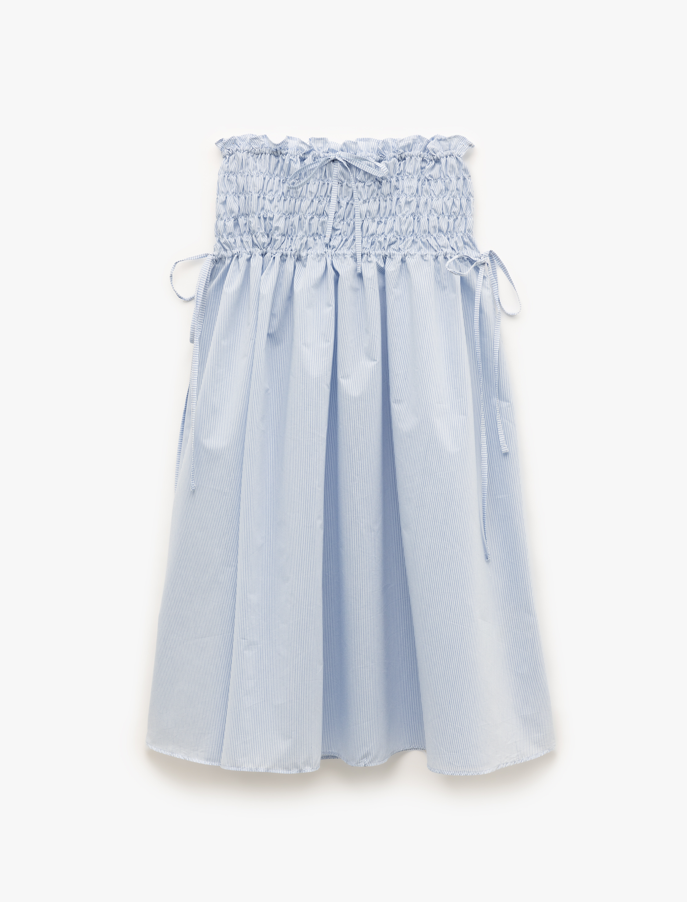   Pamuklu Fiyonk Detaylı Yüksek Bel Gipeli Midi Kloş Etek