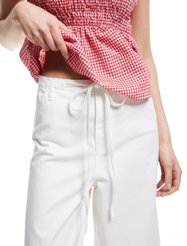 Koton X Sibil Çetinkaya - Beli Bağcıklı Pamuklu Düz Paça Cepli Pantolon - Loose Straight Fit Jeans_3
