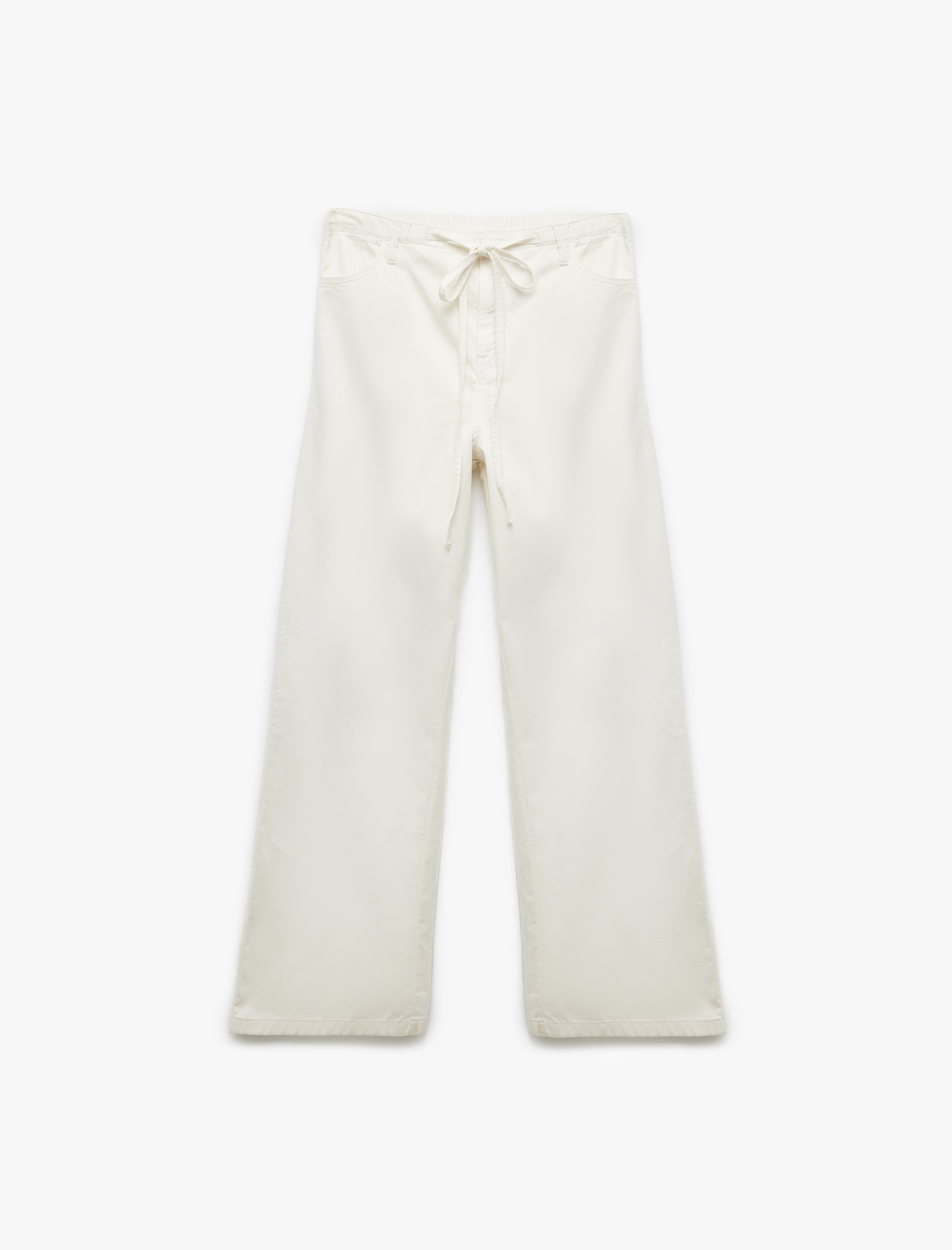   Koton X Sibil Çetinkaya - Beli Bağcıklı Pamuklu Düz Paça Cepli Pantolon - Loose Straight Fit Jeans