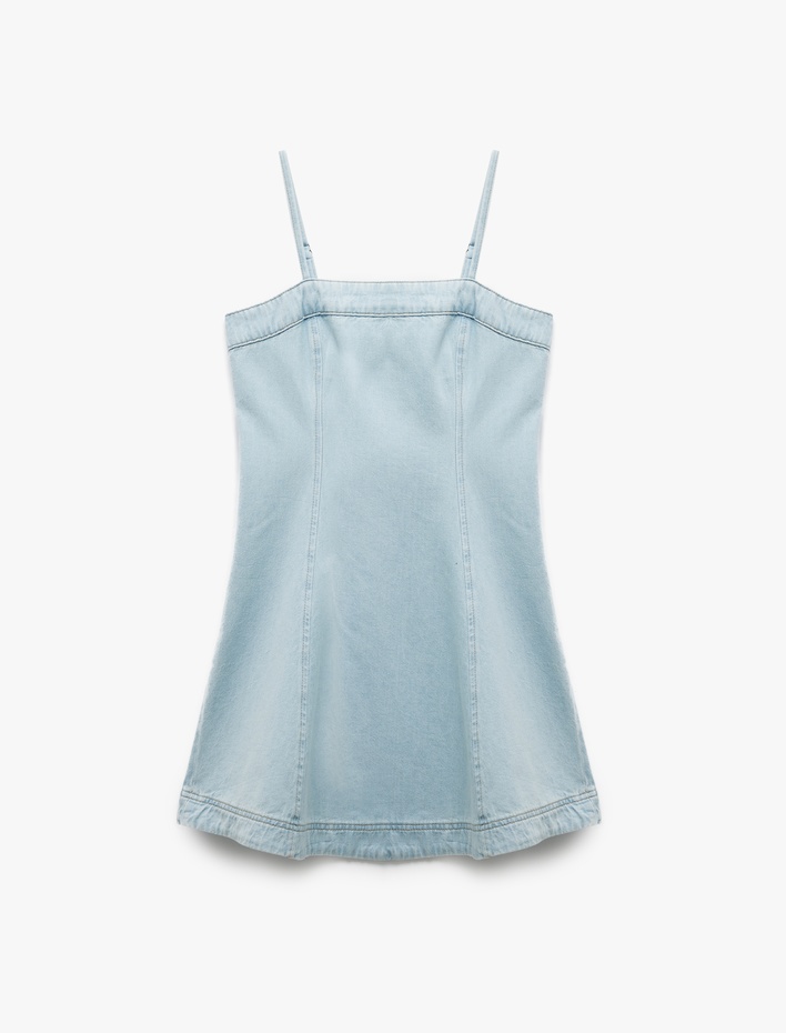  Koton X İnji - Askılı A Kesim Pamuklu Mini Denim Elbise