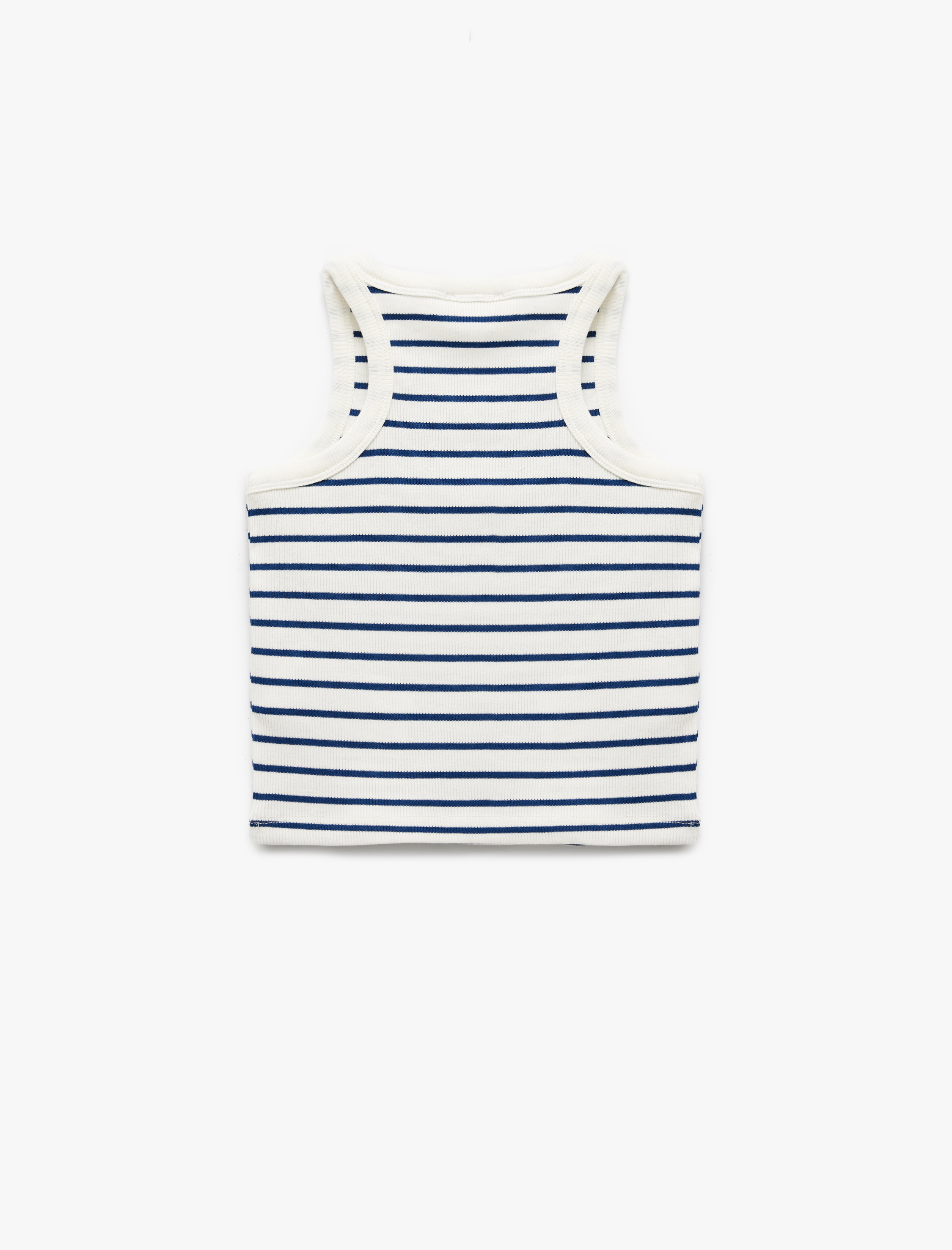  Kız Çocuk Pamuklu Bisiklet Yaka Kaşkorse Çizgili Crop Atlet