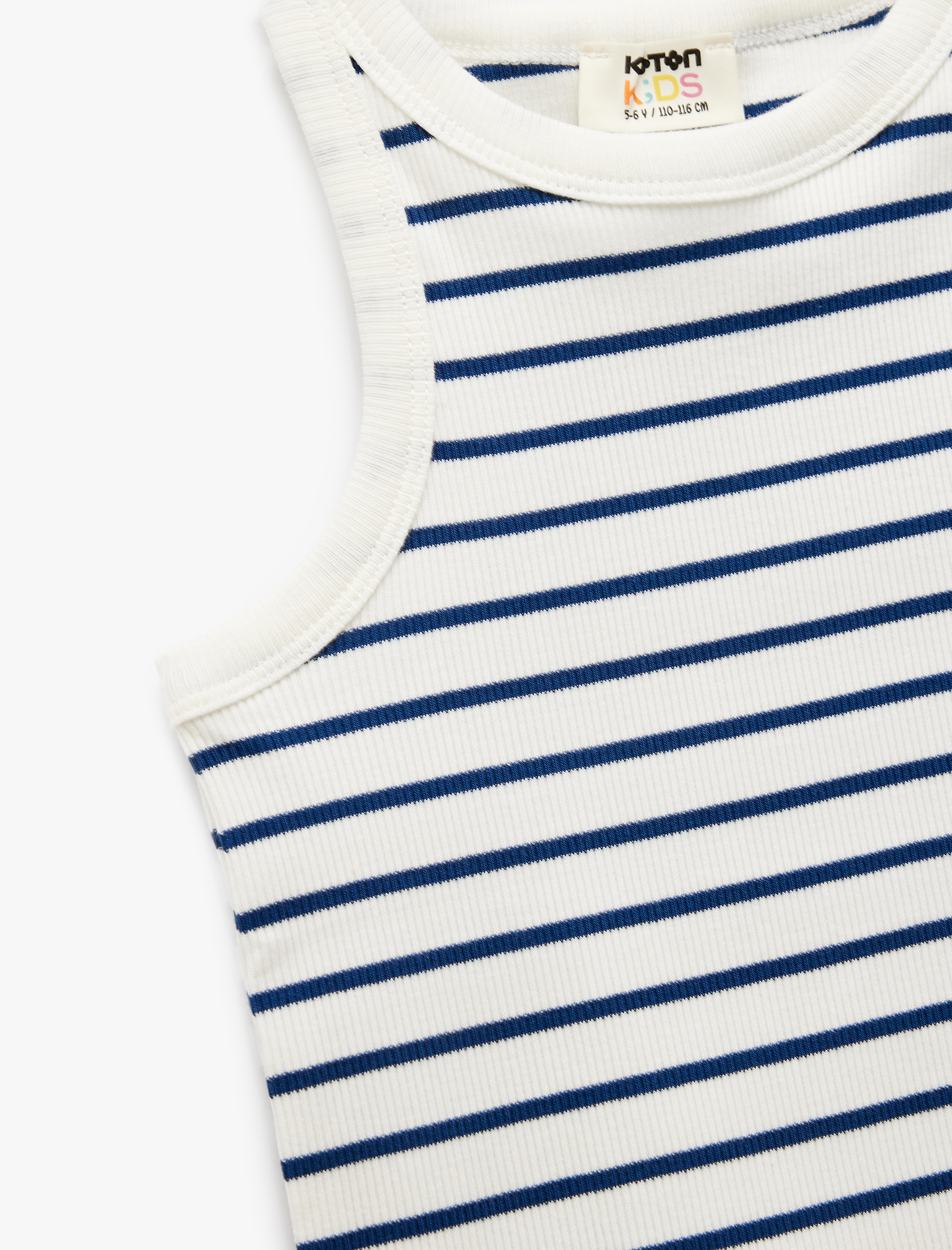  Kız Çocuk Pamuklu Bisiklet Yaka Kaşkorse Çizgili Crop Atlet