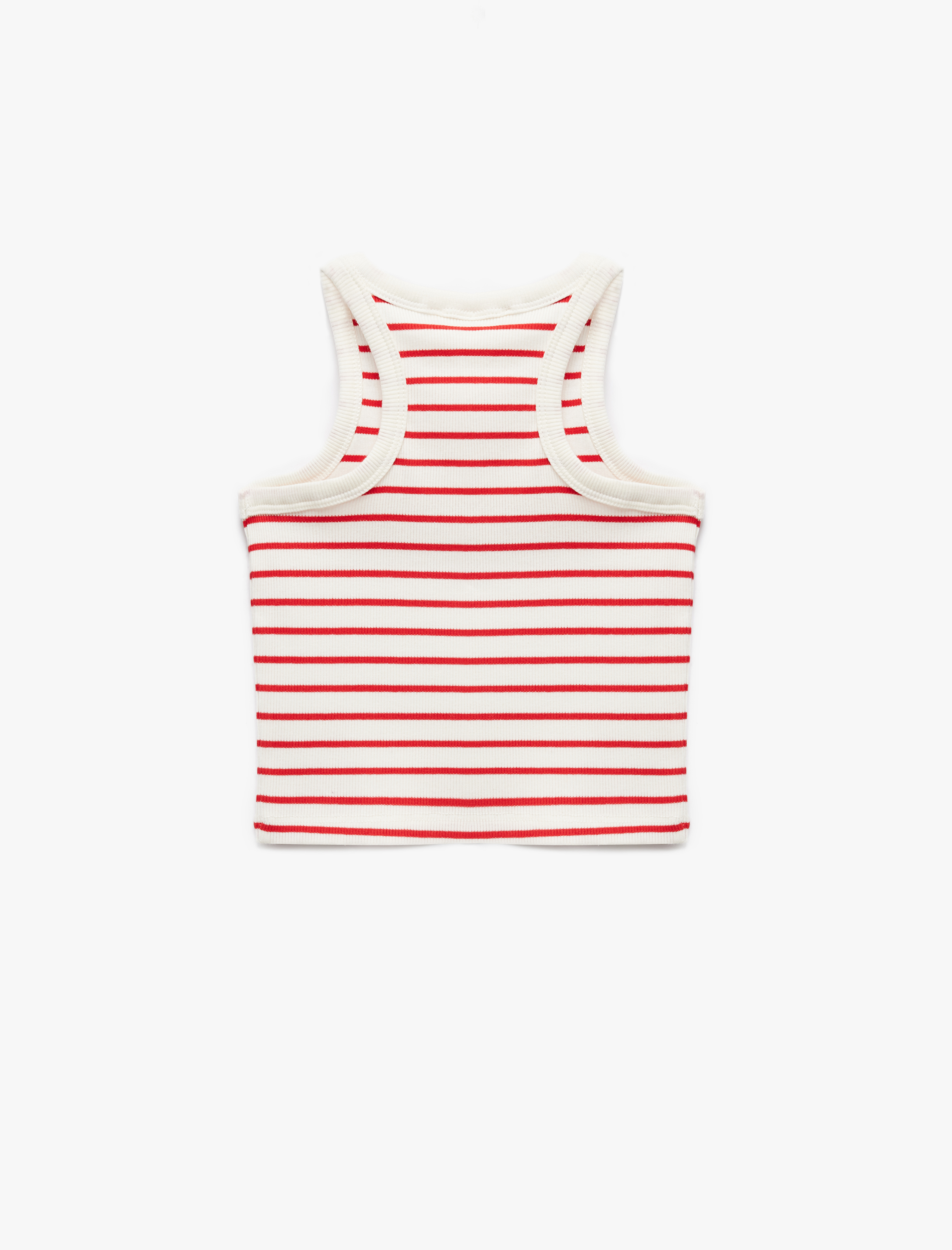  Kız Çocuk Pamuklu Bisiklet Yaka Kaşkorse Çizgili Crop Atlet