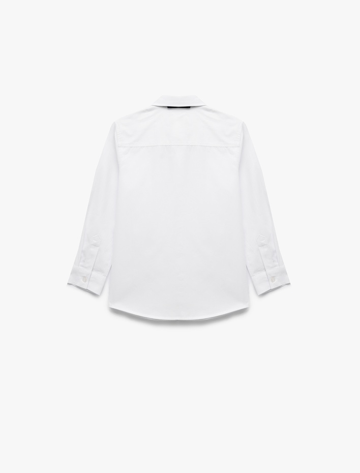 Erkek Çocuk Pamuklu Uzun Kollu Papyon Detaylı Basic Okul Gömleği