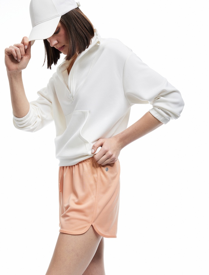  Yüksek Bel Rahat Kalıp Bağcıklı Mini Spor Şort