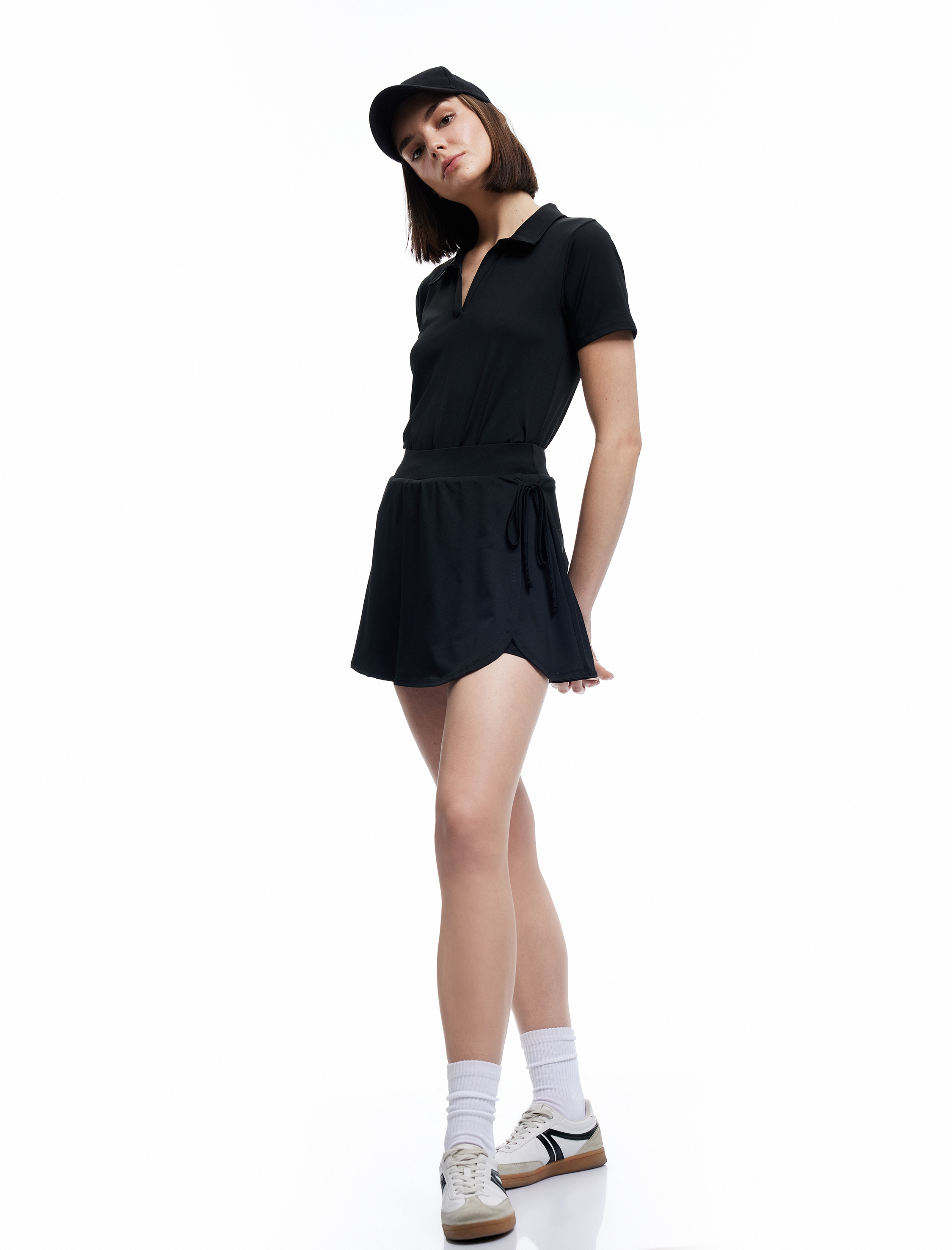   Bağlama Detaylı Yüksek Bel Mini Spor Şort Etek