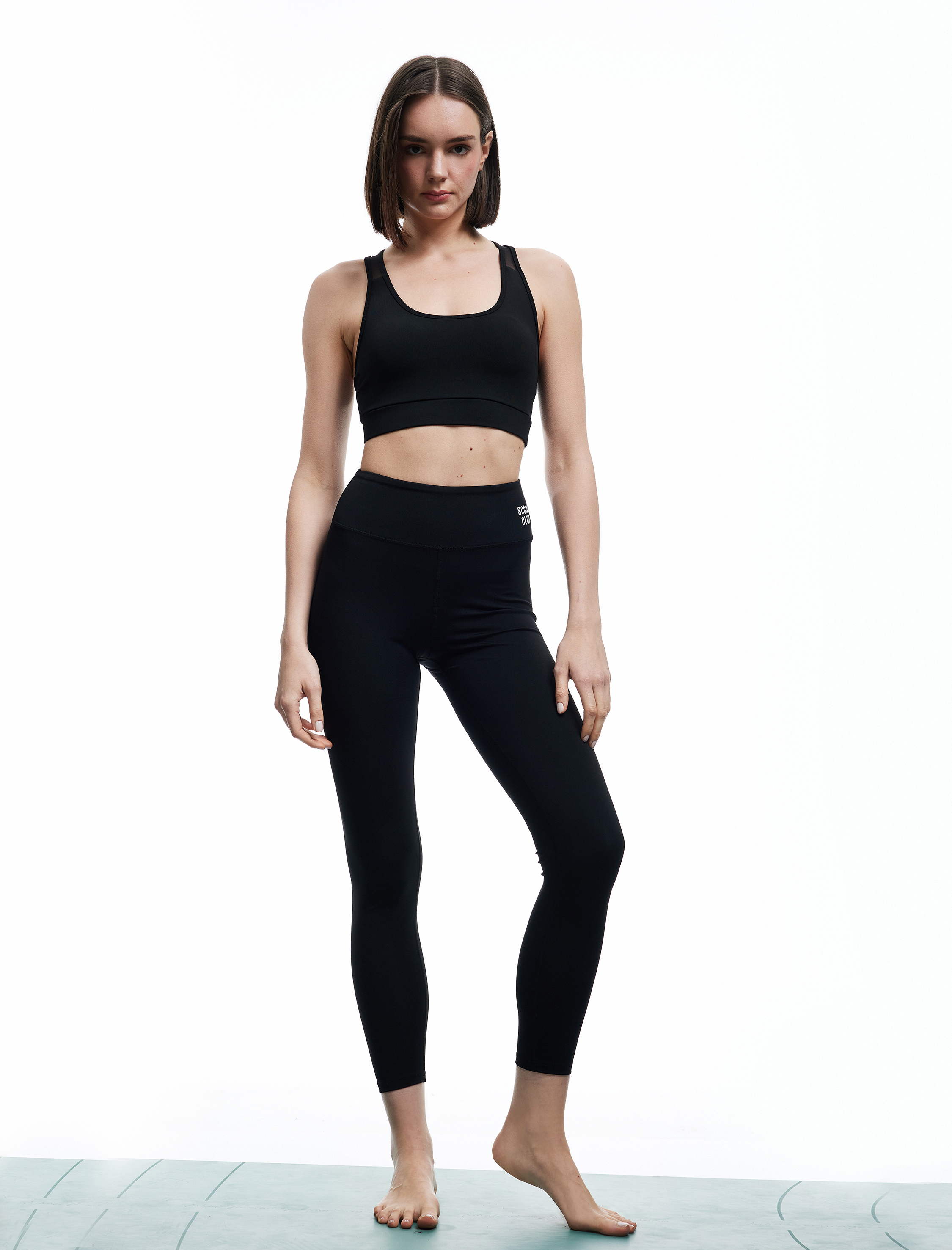   Normal Bel Baskılı Dikiş Detaylı Dar Kesim İnterlok Spor Tayt