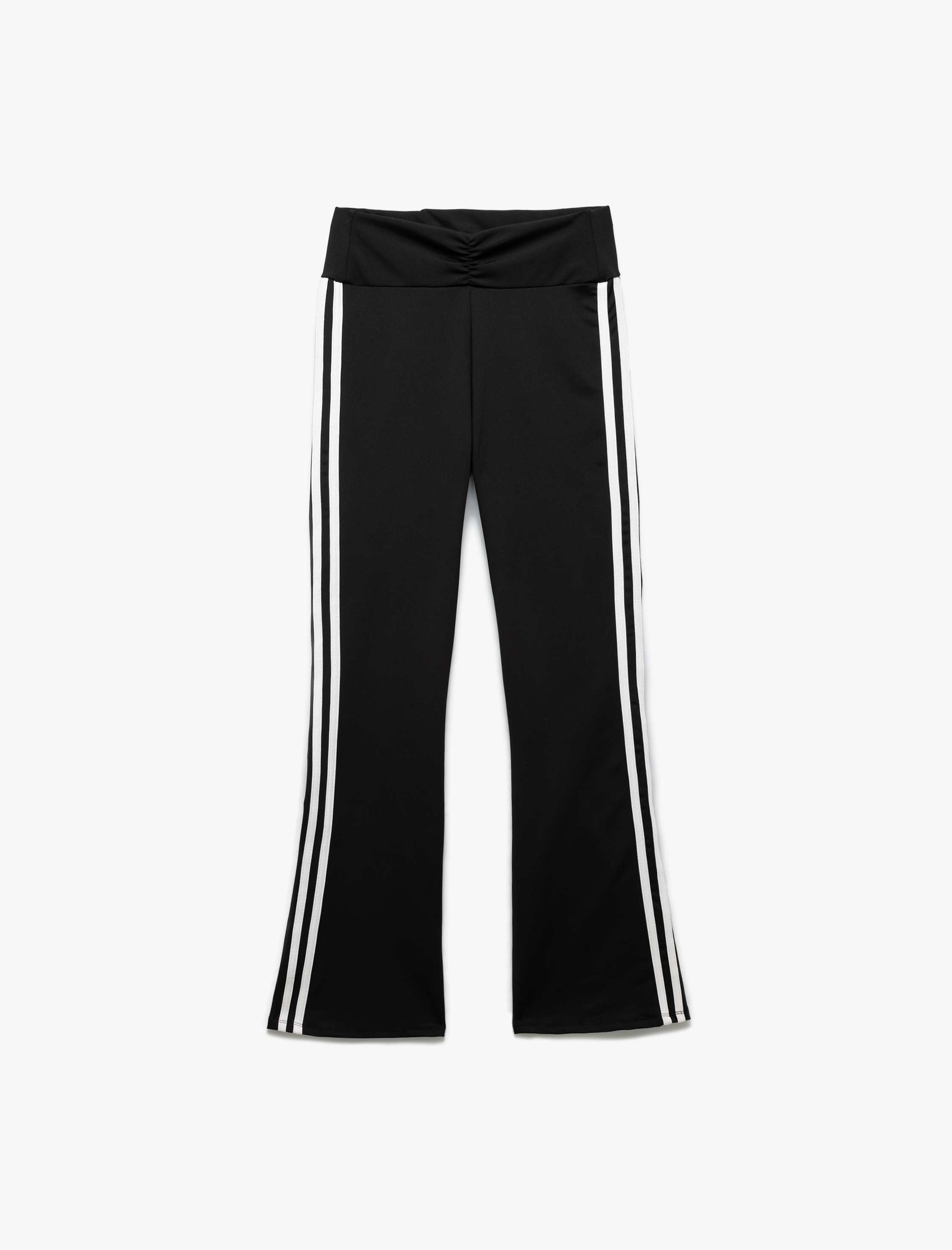   Yüksek Bel İspanyol Paça Çizgili Spor Tayt