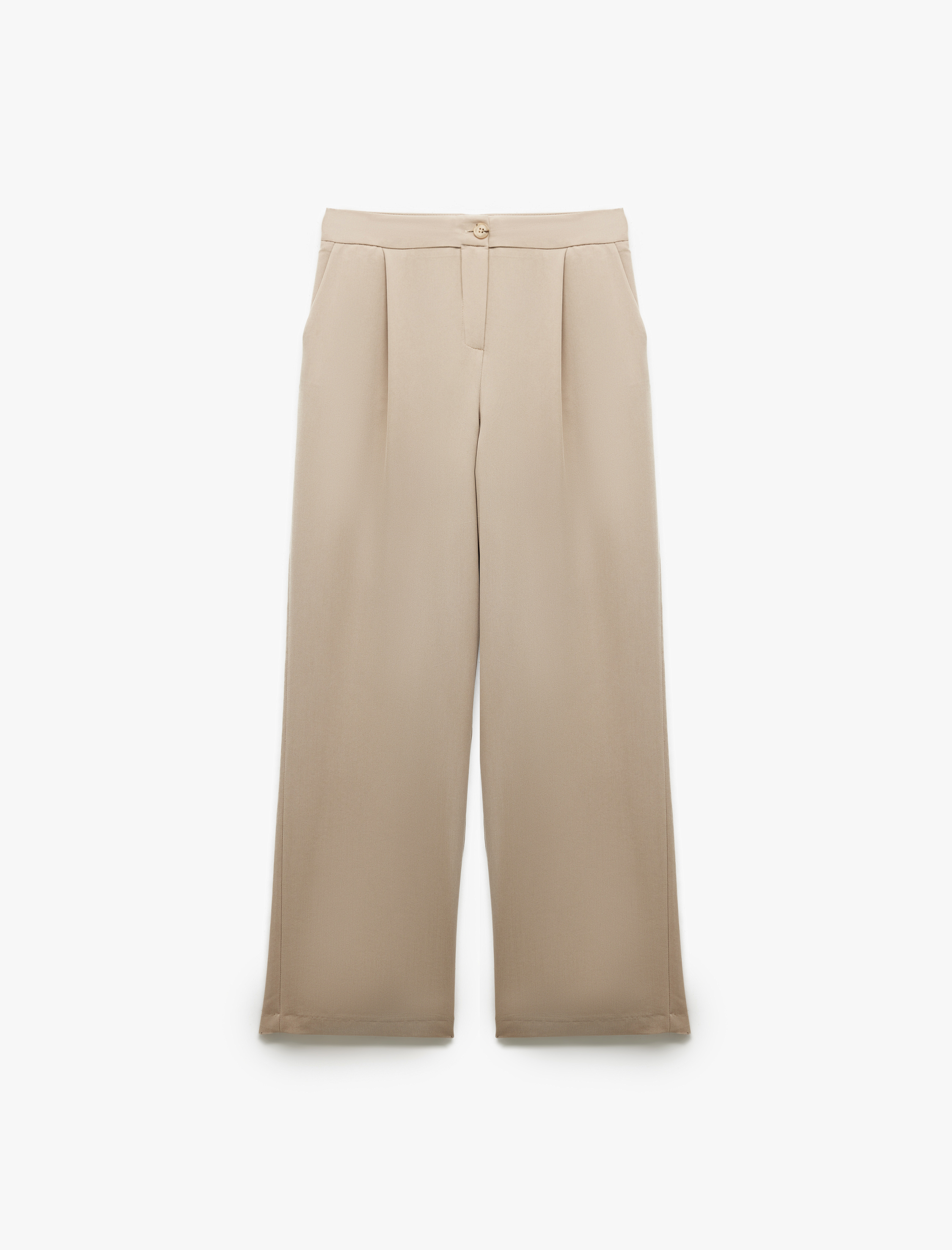   Modal Kumaş Karışımlı Pile Detaylı Cepli Geniş Paça Pantolon