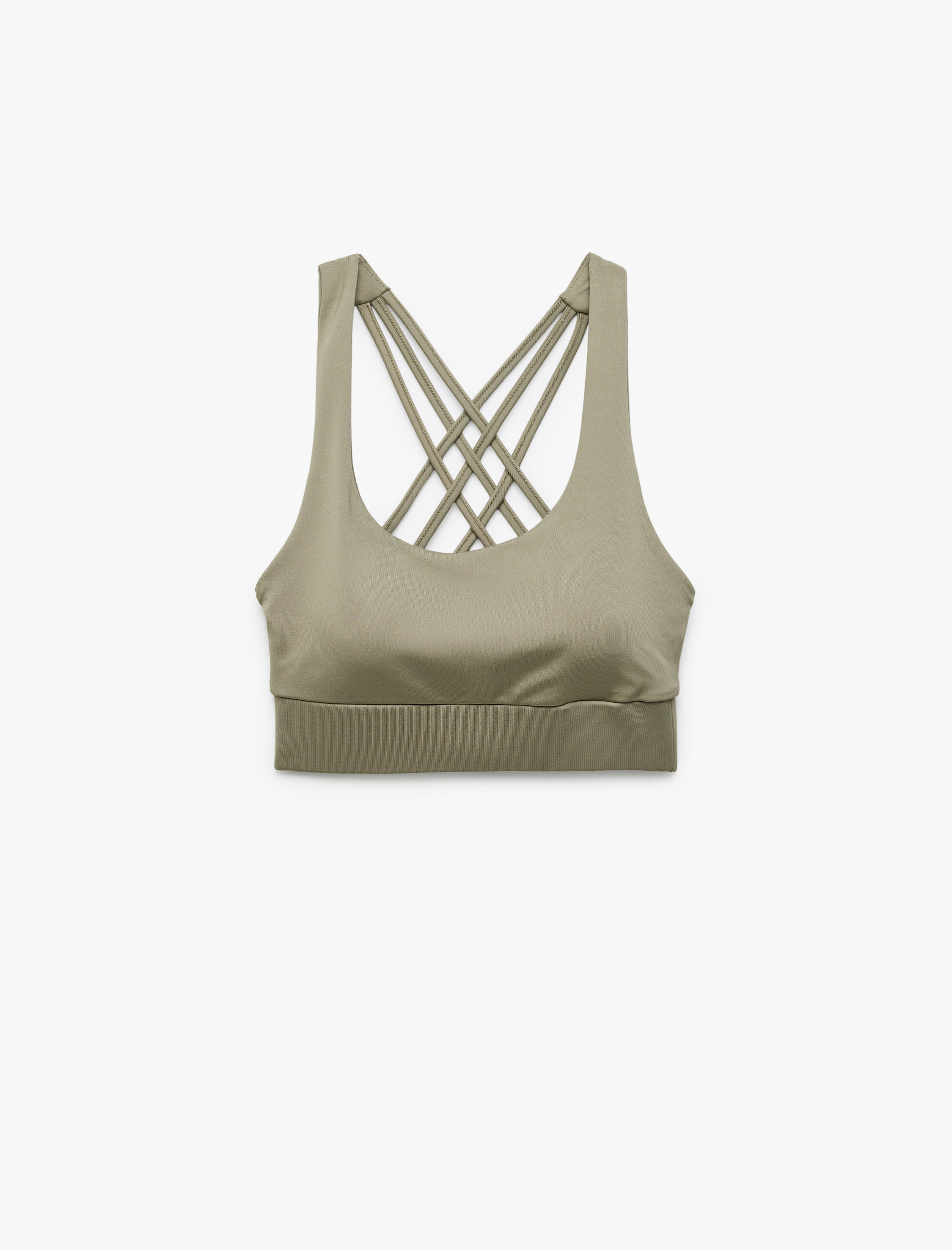 sui　0507 Yeşil Kadın U Yaka Sırt Detaylı Çapraz Askılı Sporcu Sütyeni