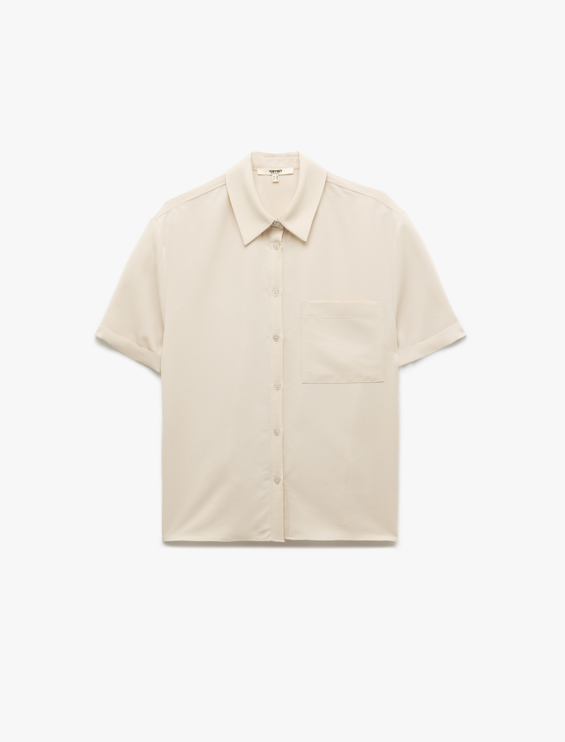 Tek Cep Detaylı Kısa Kollu Klasik Yaka Cepli Modal Gömlek