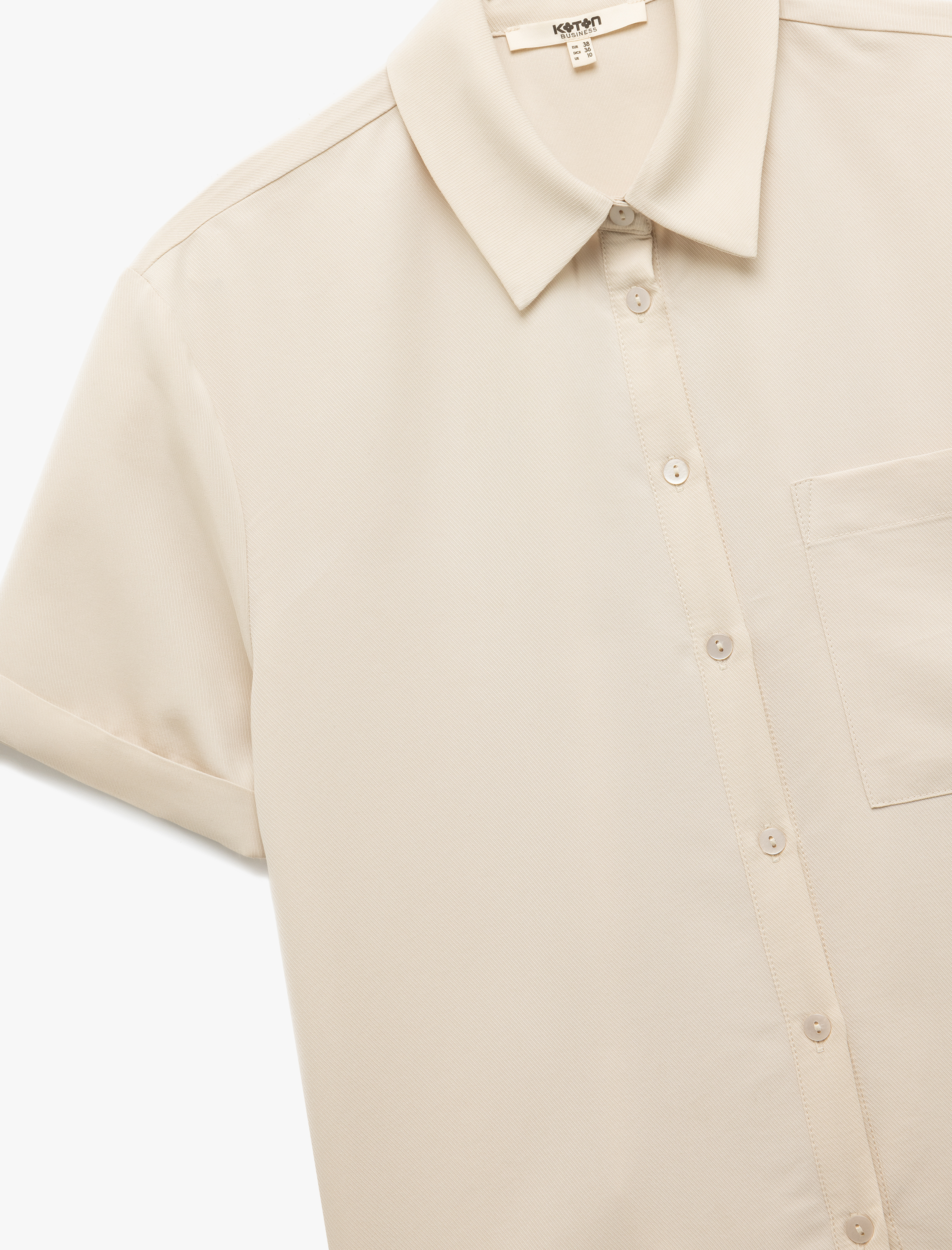 Tek Cep Detaylı Kısa Kollu Klasik Yaka Cepli Modal Gömlek