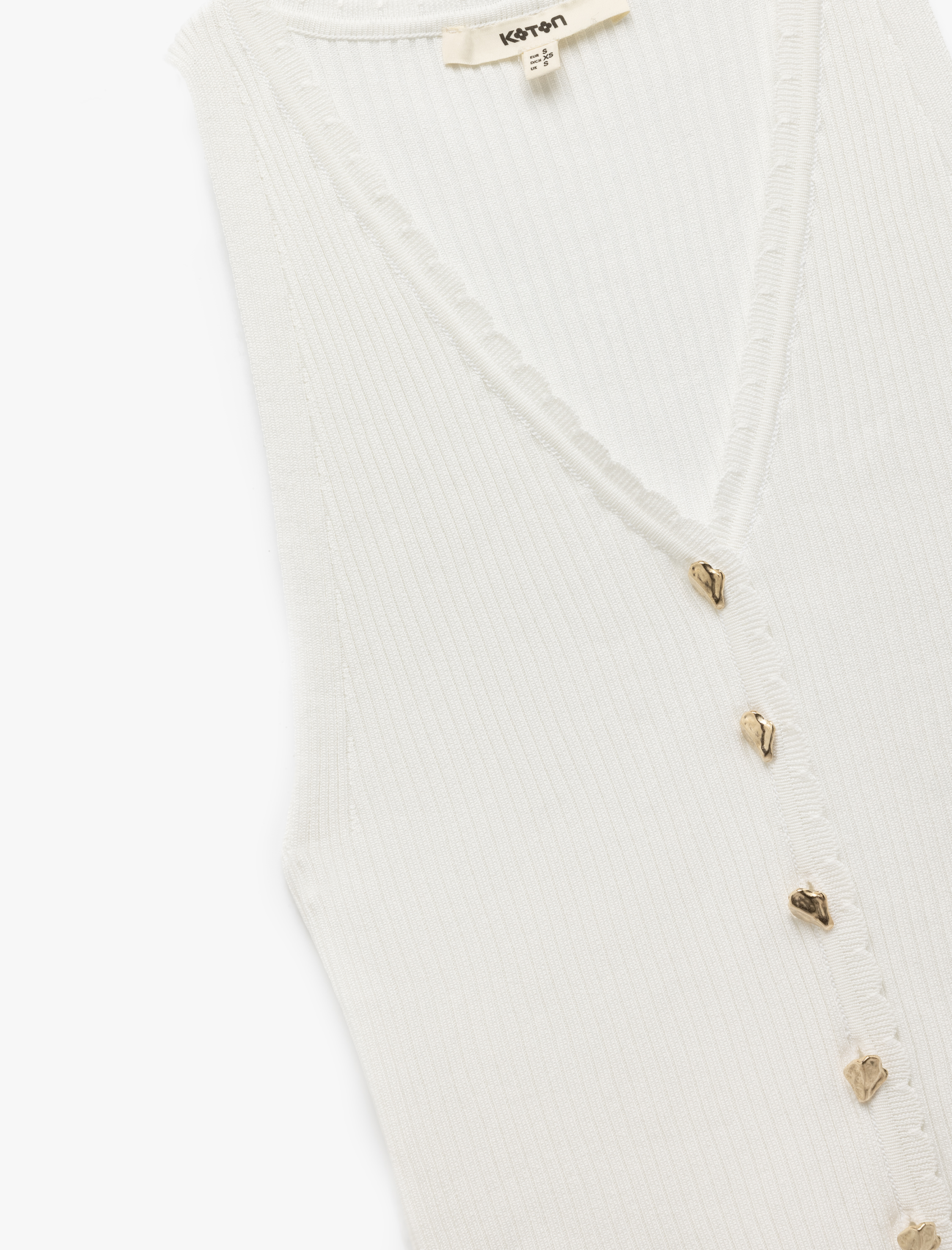   Asimetrik Düğme Detaylı V Yaka Triko Yelek