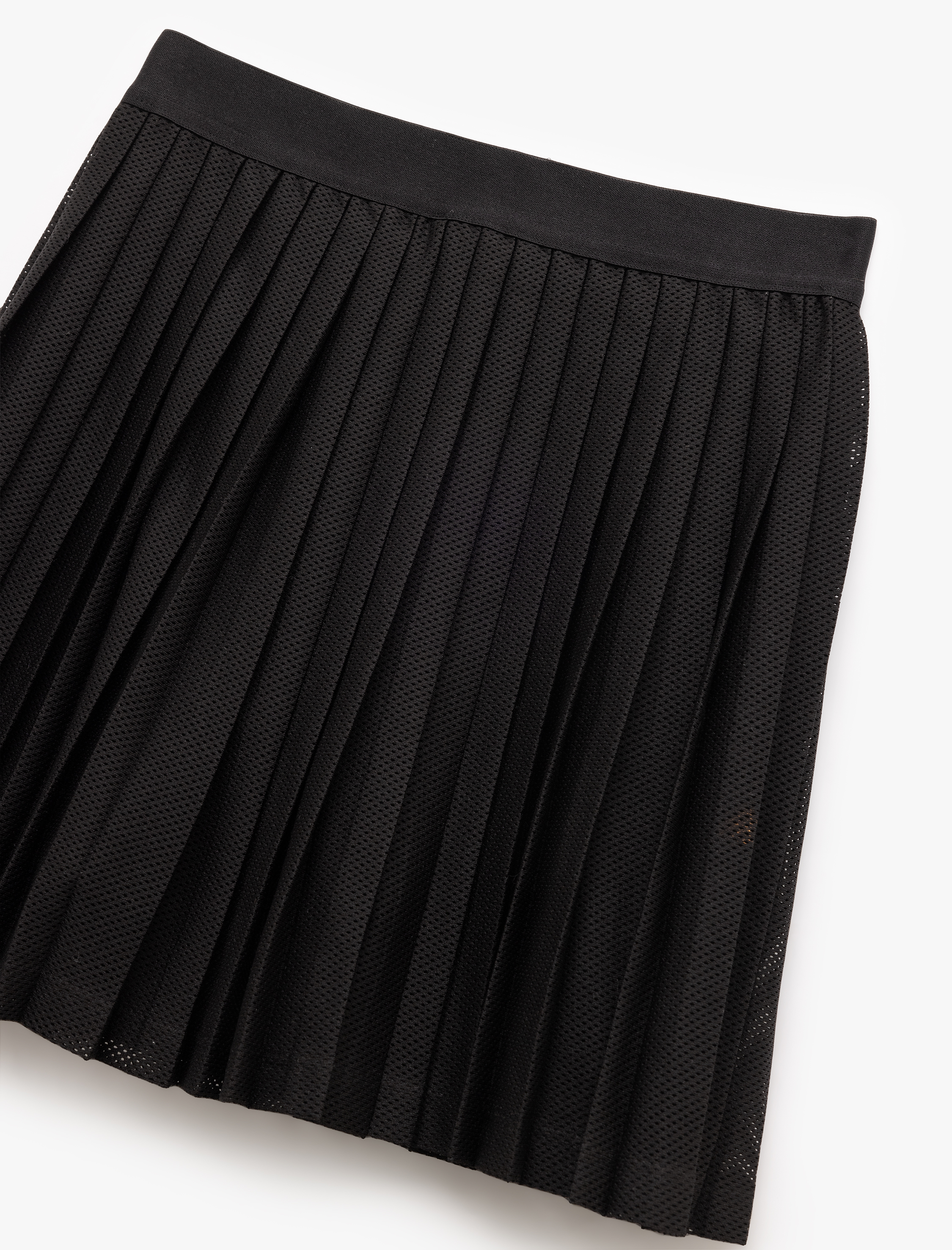   Yüksek Bel Pileli File Detaylı Şortlu Tenis Eteği