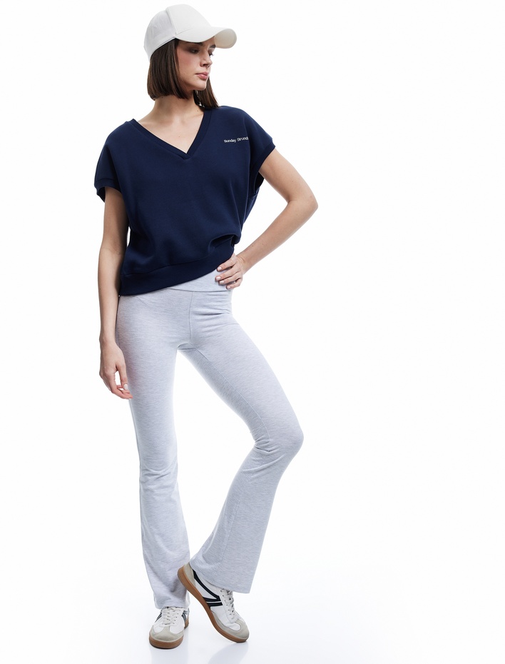  Pamuk Karışımlı İspanyol Paça Spor Tayt