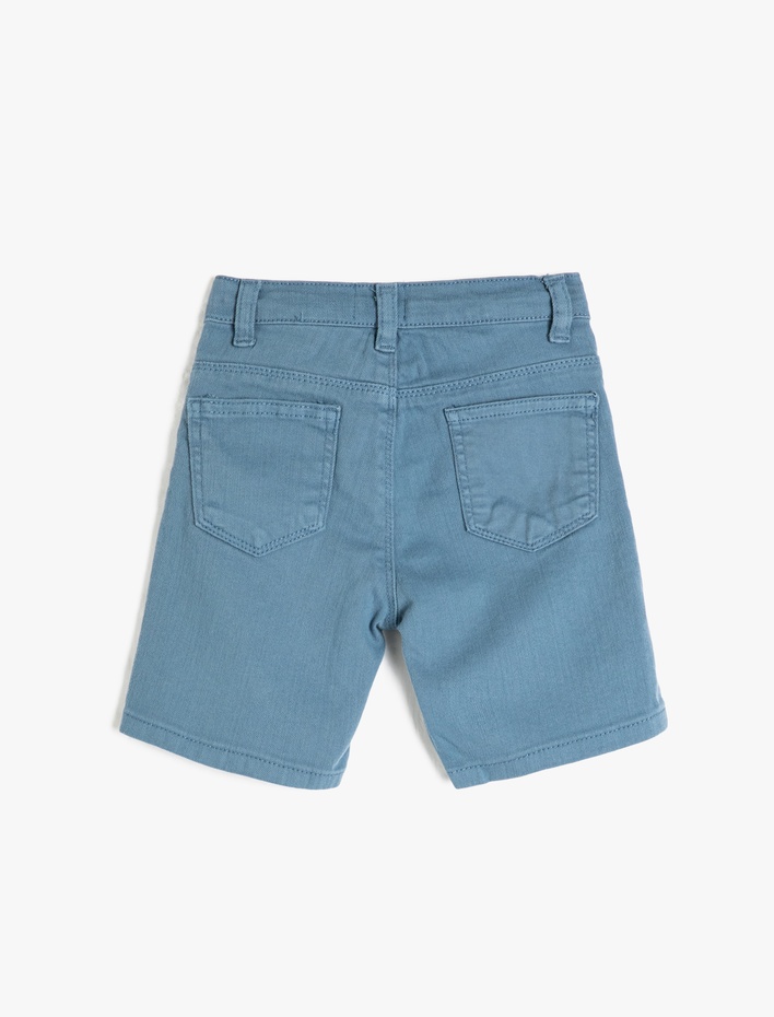 Erkek Çocuk Kot Şort Basic Cepli Pamuklu Beli Ayarlanabilir Lastikli