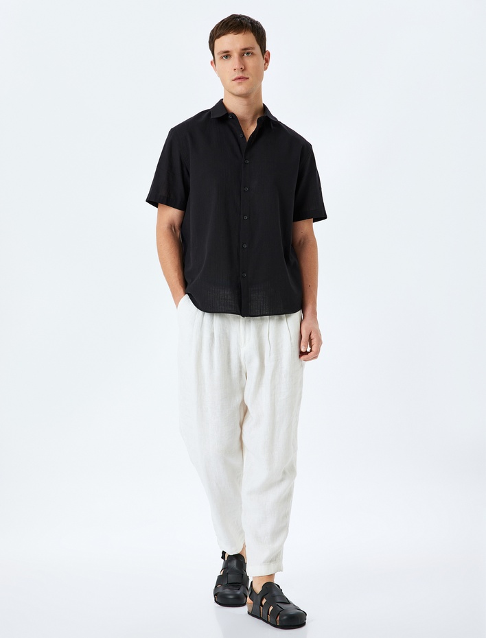  Kısa Kollu Pamuklu Regular Fit Klasik Gömlek