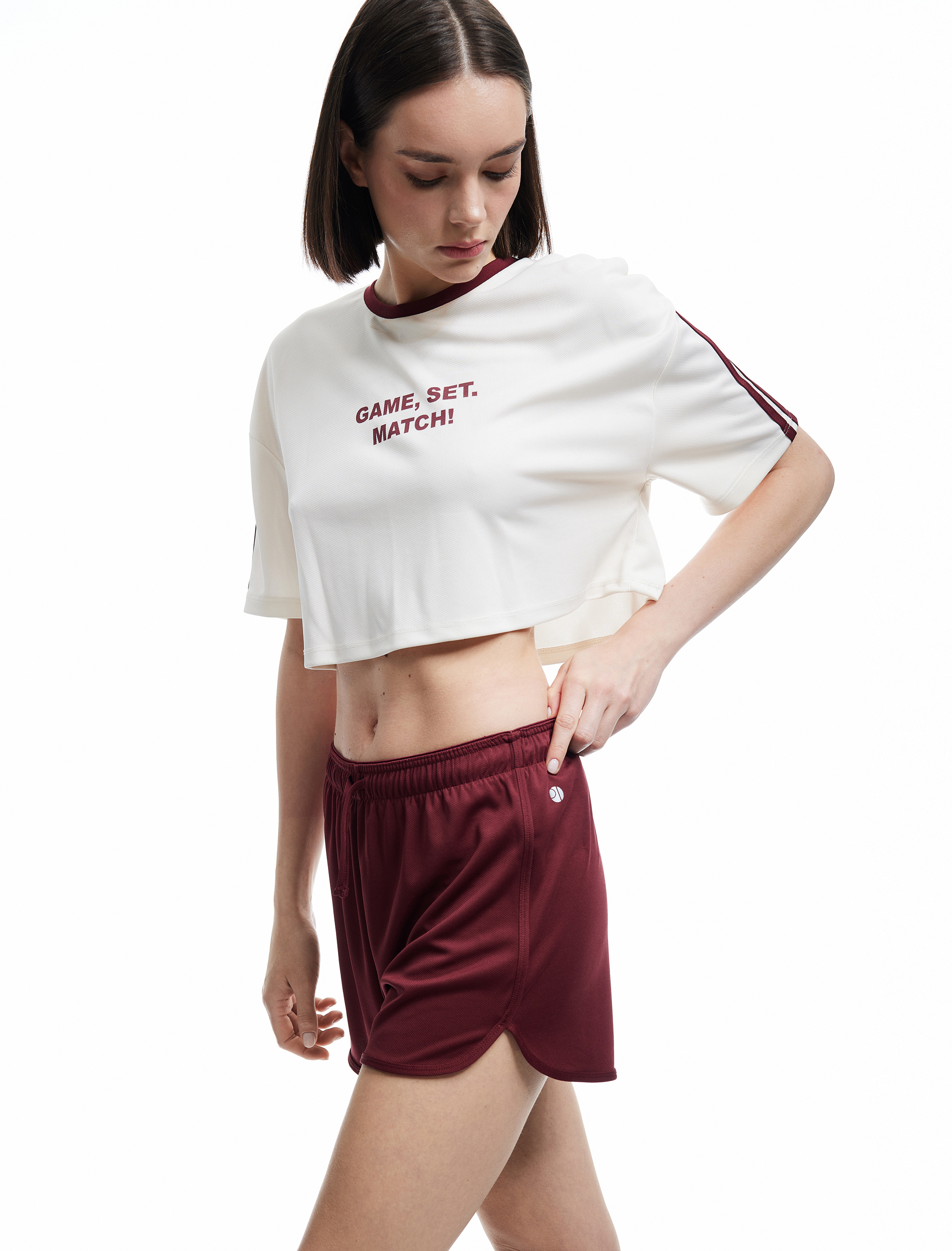   Yüksek Bel Rahat Kalıp Bağcıklı Mini Spor Şort