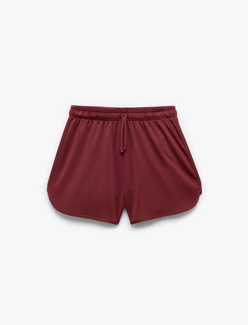   Yüksek Bel Rahat Kalıp Bağcıklı Mini Spor Şort