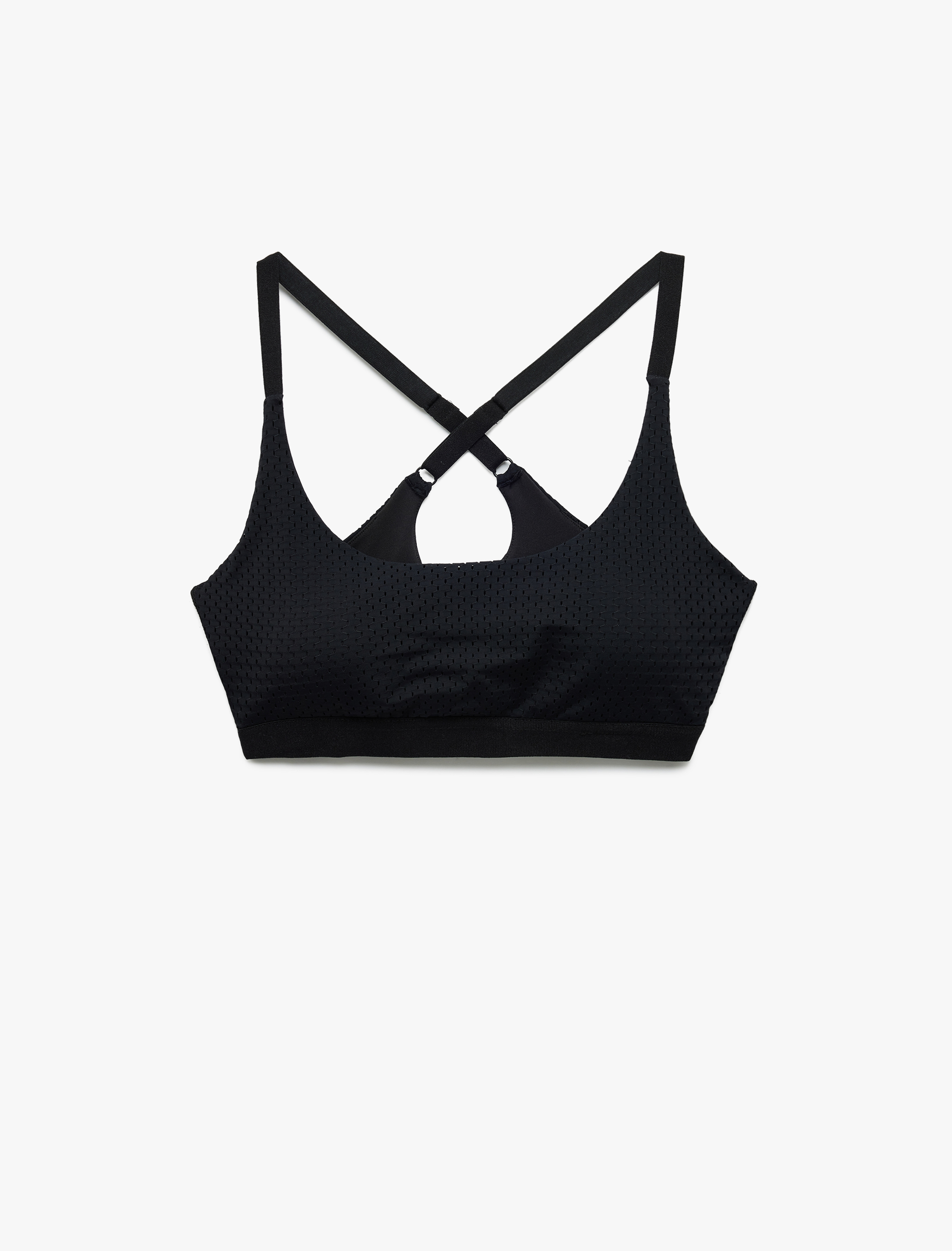   Çapraz Askılı File Detaylı U Yaka Sporcu Sütyeni