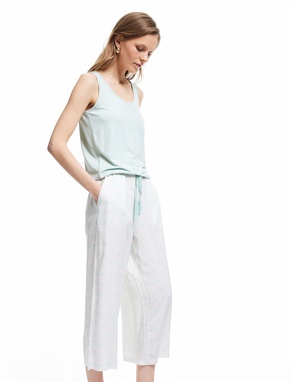 Viskon U Yaka Kolsuz Geniş Paça Pijama Takımı_1
