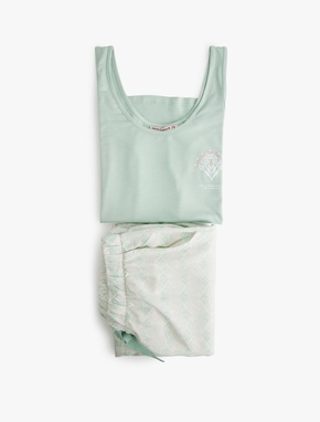 Viskon U Yaka Kolsuz Geniş Paça Pijama Takımı_2